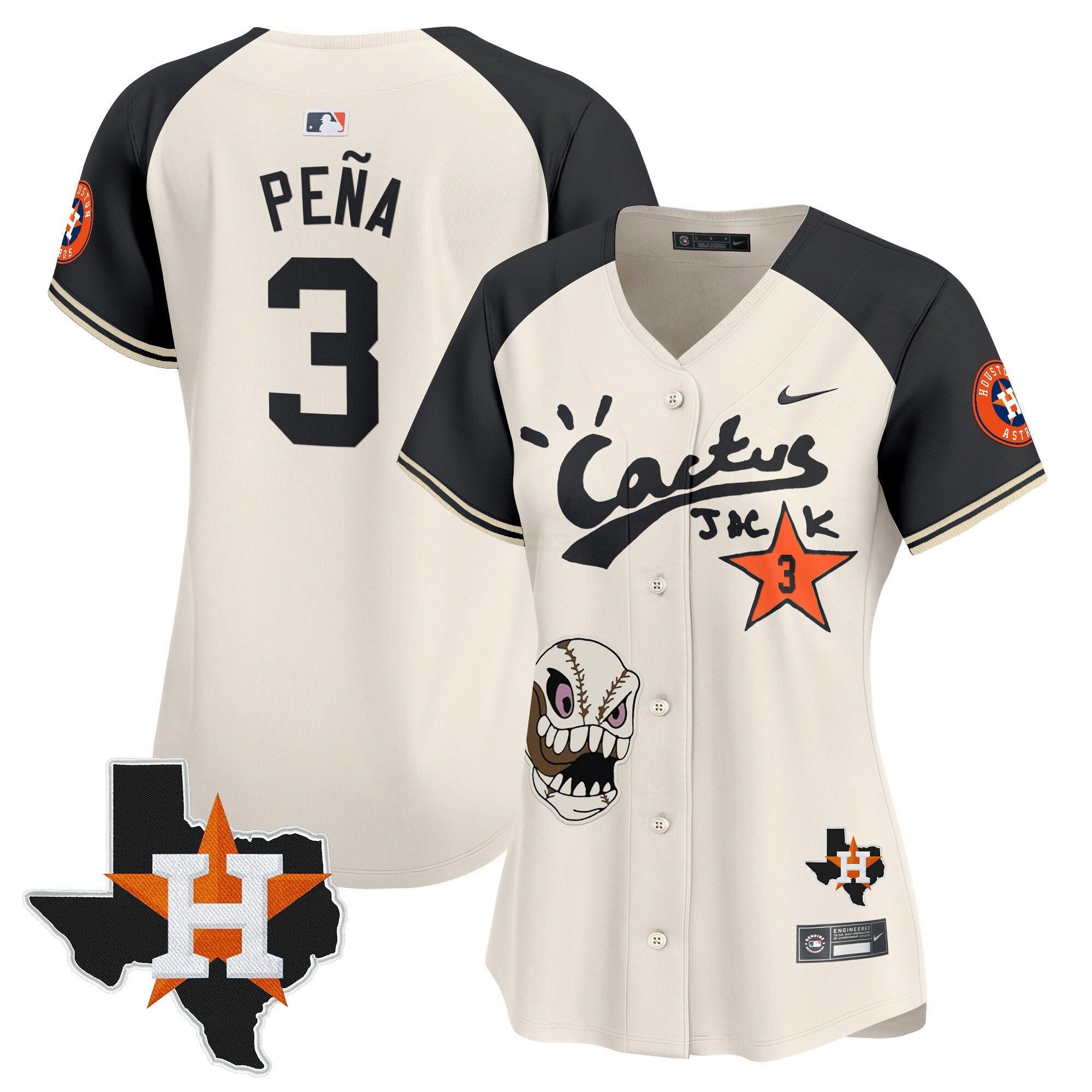 Camisa MLB Women’s Houston Cactus Jack Patch Vapor Premier Limited Jersey