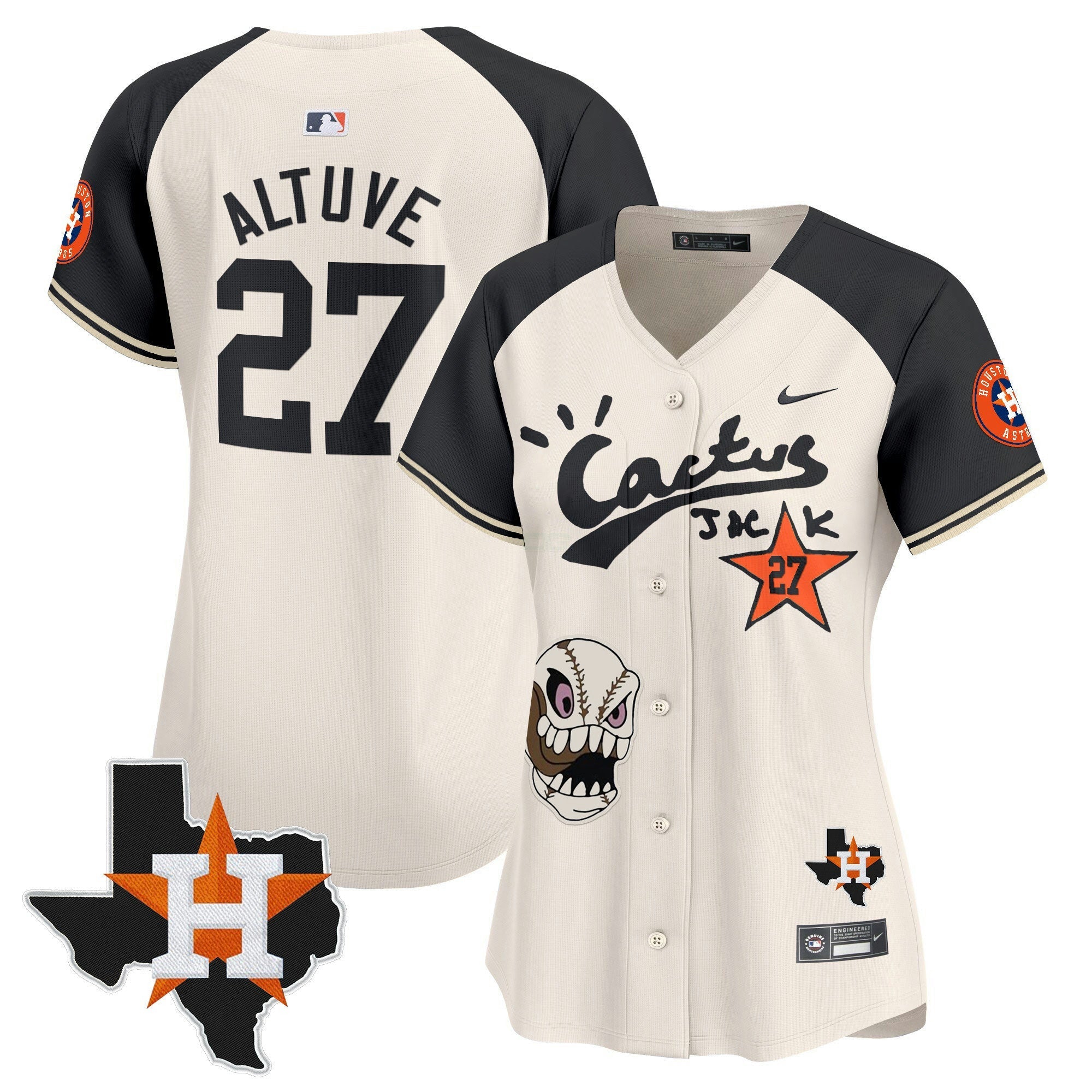 Camisa MLB Women’s Houston Cactus Jack Patch Vapor Premier Limited Jersey