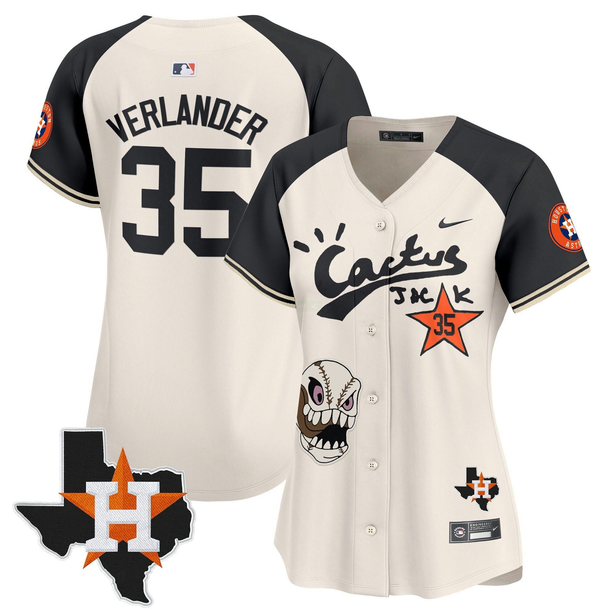 Camisa MLB Women’s Houston Cactus Jack Patch Vapor Premier Limited Jersey