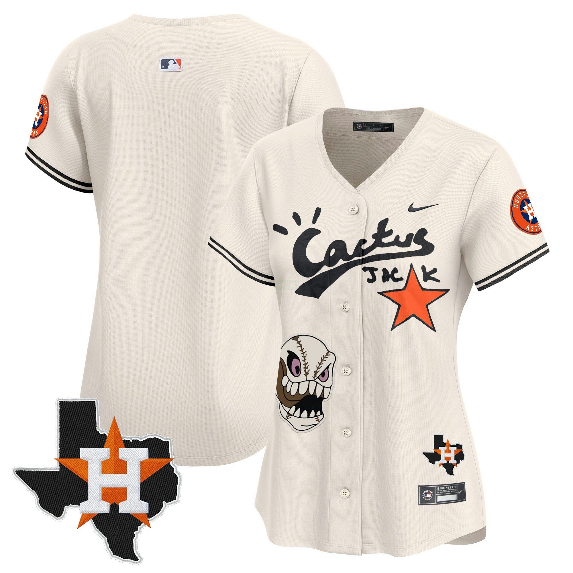 Camisa MLB Women’s Houston Cactus Jack Patch Vapor Premier Limited Jersey