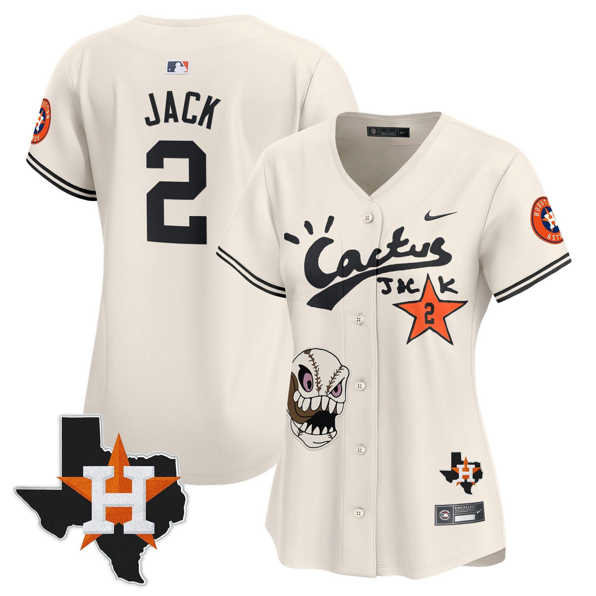 Camisa MLB Women’s Houston Cactus Jack Patch Vapor Premier Limited Jersey