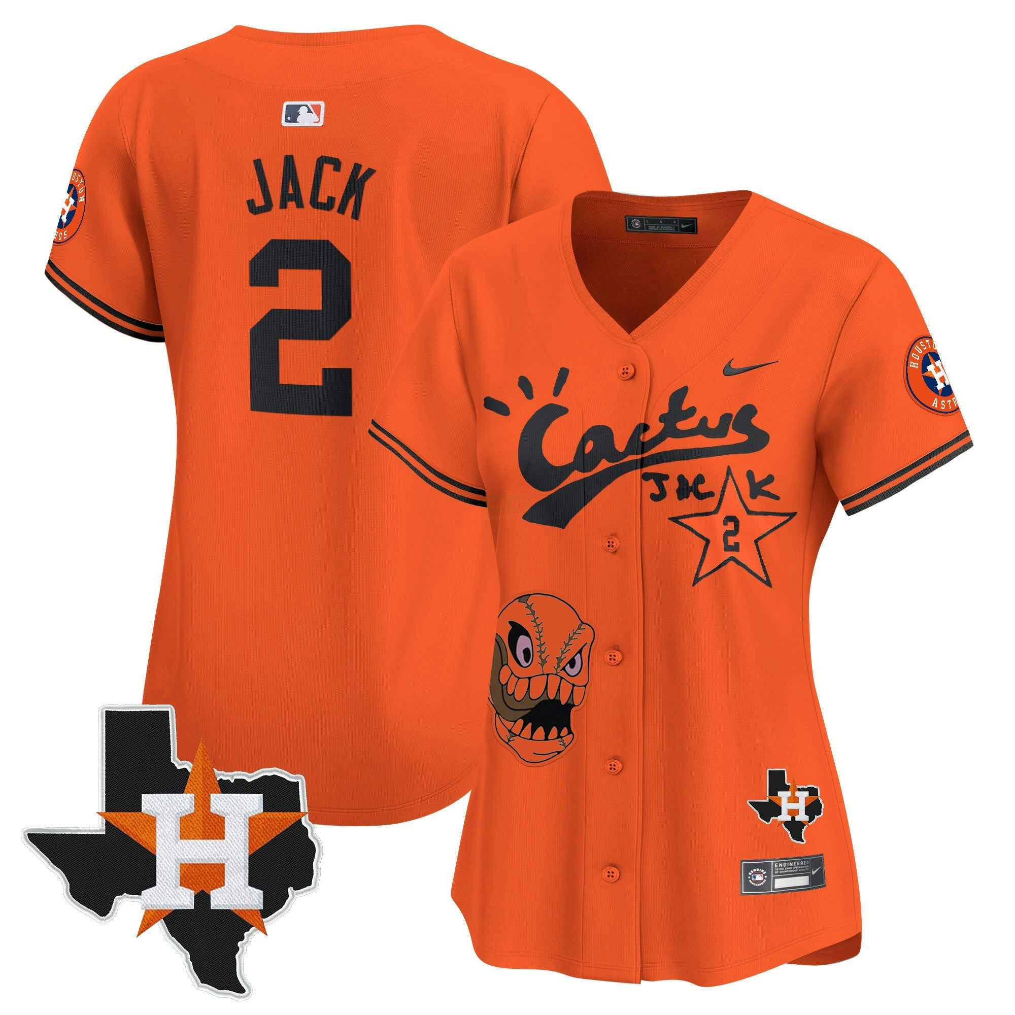 Camisa MLB Women’s Houston Cactus Jack Patch Vapor Premier Limited Jersey