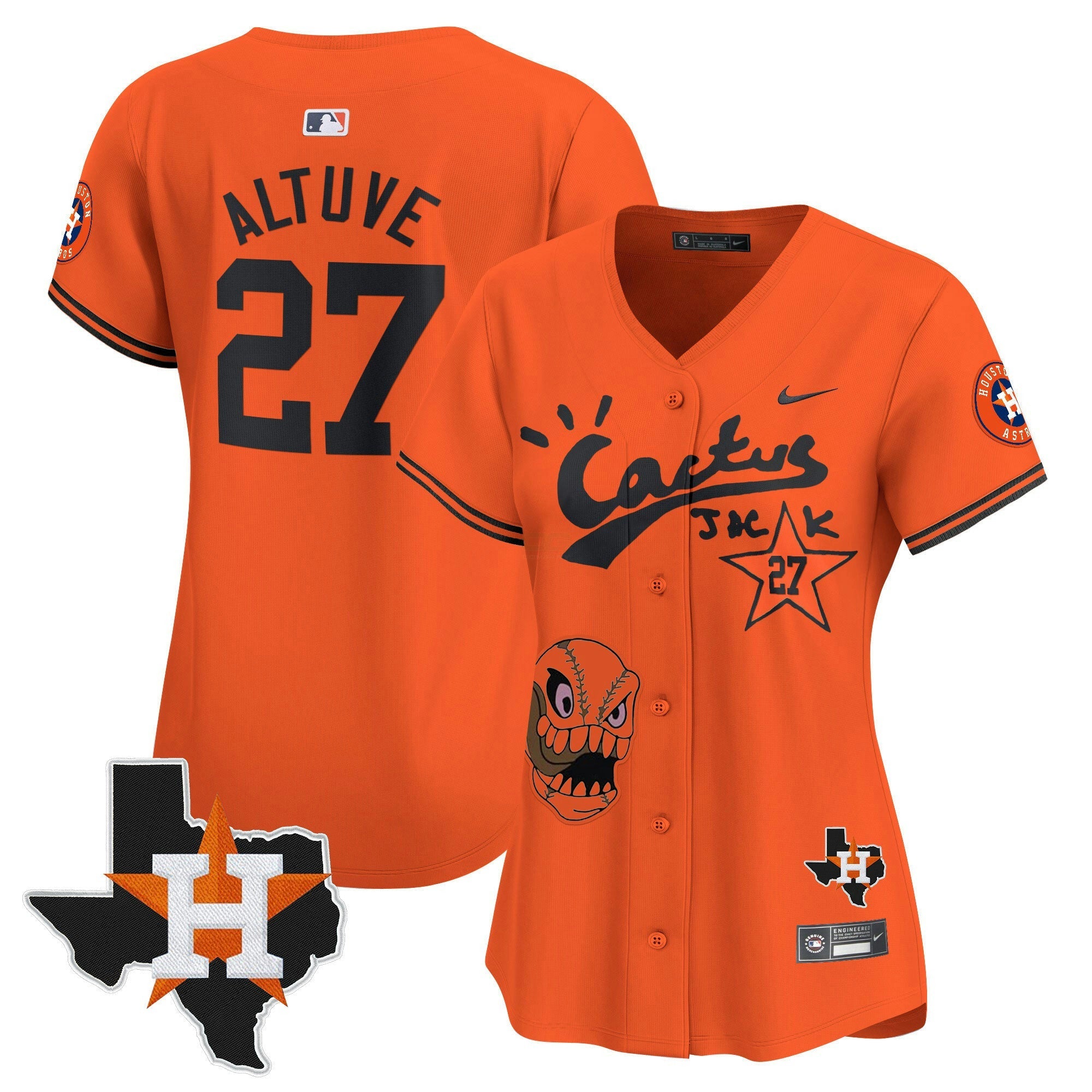 Camisa MLB Women’s Houston Cactus Jack Patch Vapor Premier Limited Jersey