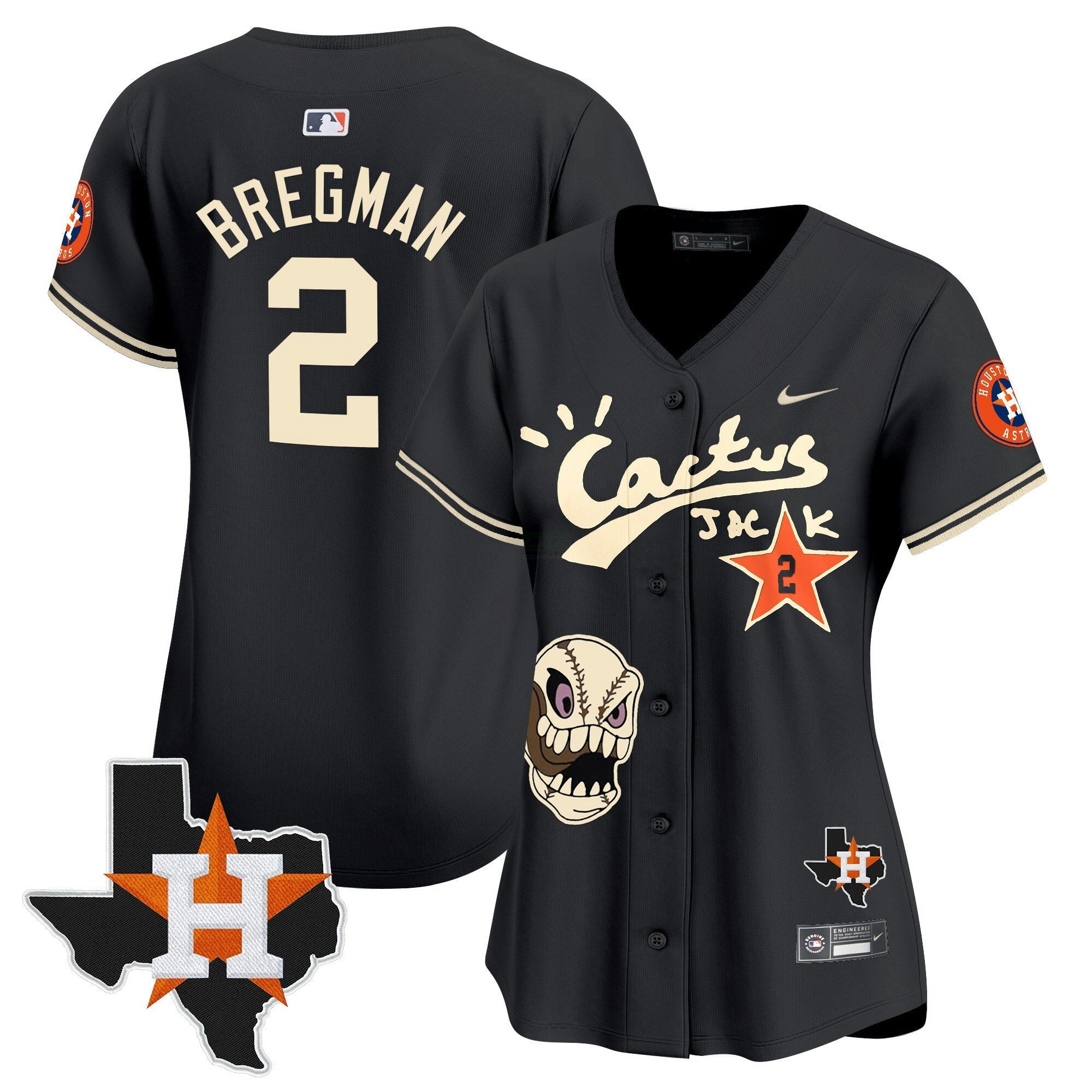 Camisa MLB Women’s Houston Cactus Jack Patch Vapor Premier Limited Jersey