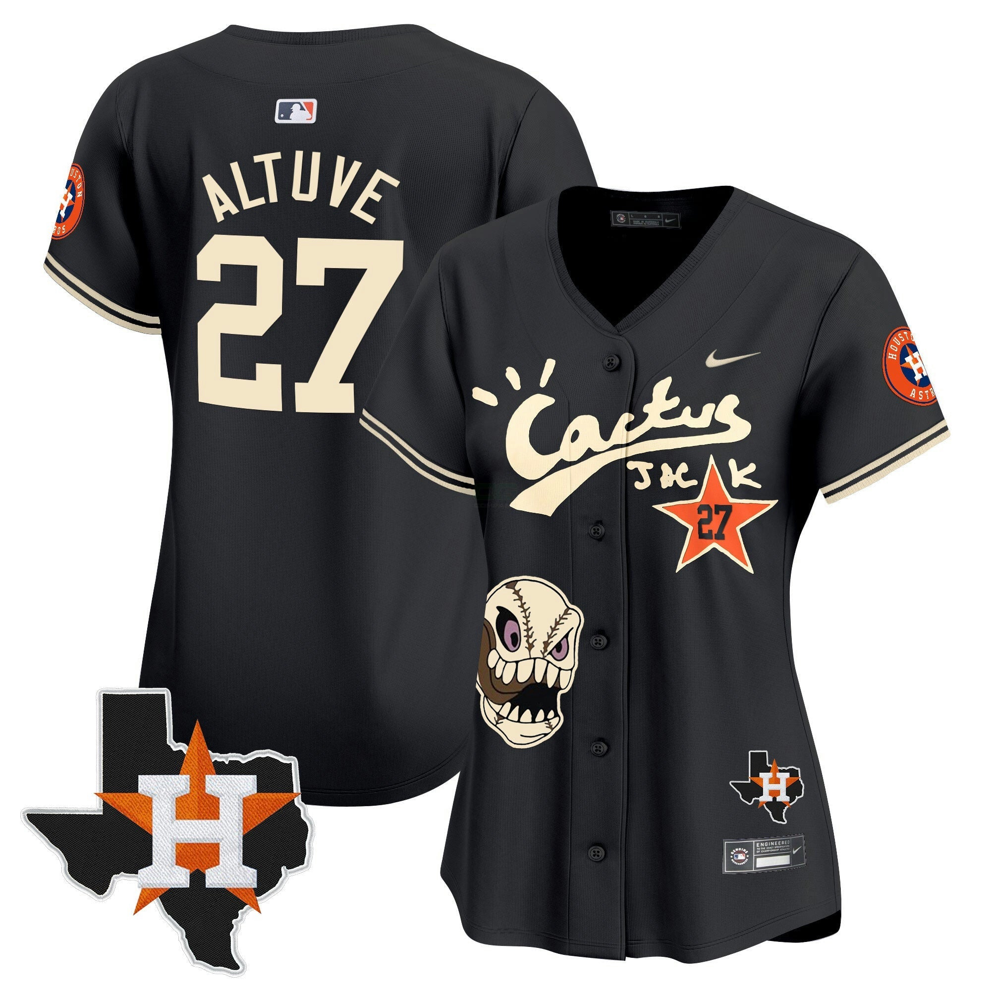 Camisa MLB Women’s Houston Cactus Jack Patch Vapor Premier Limited Jersey