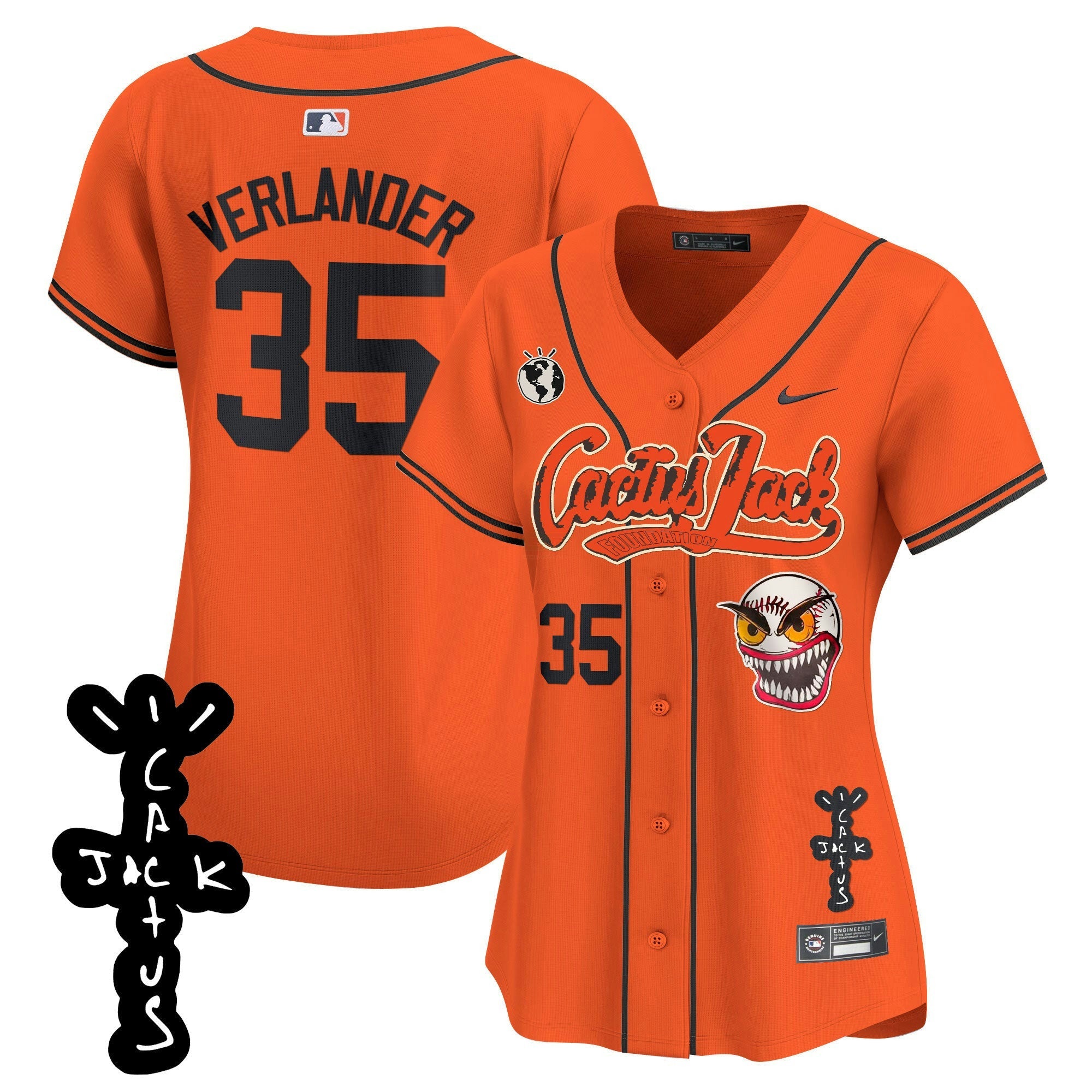 Camisa MLB Women’s Houston Cactus Jack Patch Vapor Premier Limited Jersey – Stitched