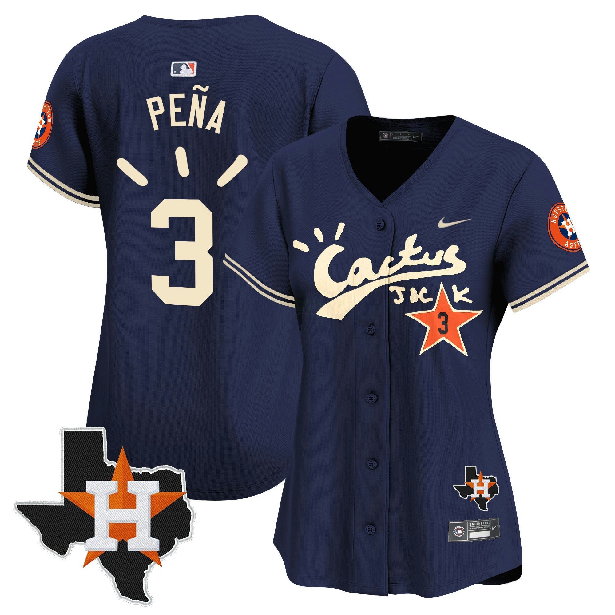 Camisa MLB Women’s Houston Cactus Jack Patch Vapor Premier Limited Jersey V10 – Stitched
