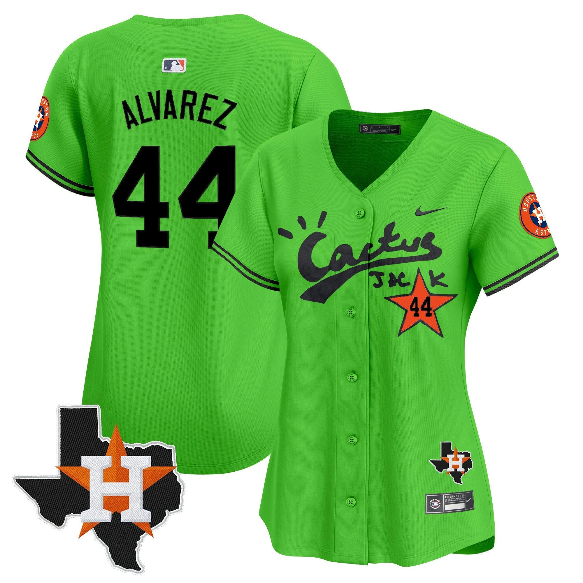 Camisa MLB Women’s Houston Cactus Jack Patch Vapor Premier Limited Jersey V11 – Stitched