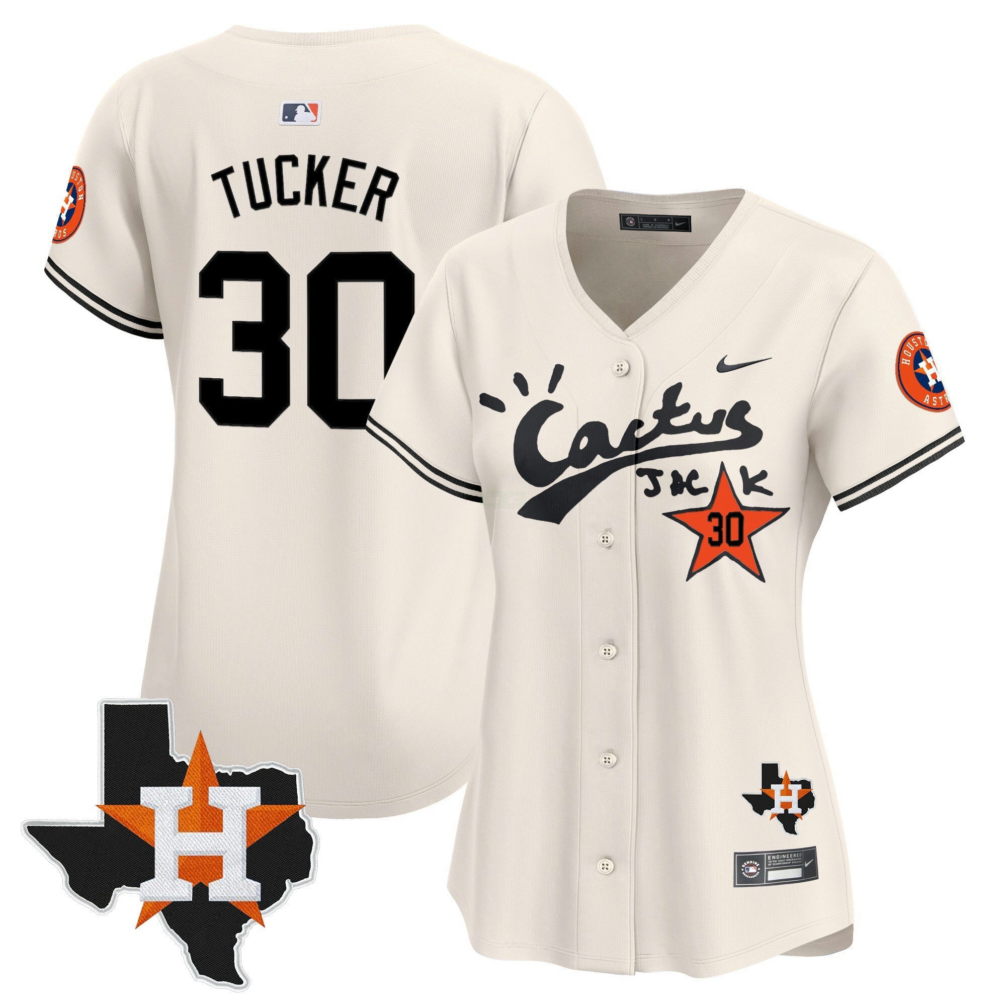 Camisa MLB Women’s Houston Cactus Jack Patch Vapor Premier Limited Jersey V11 – Stitched