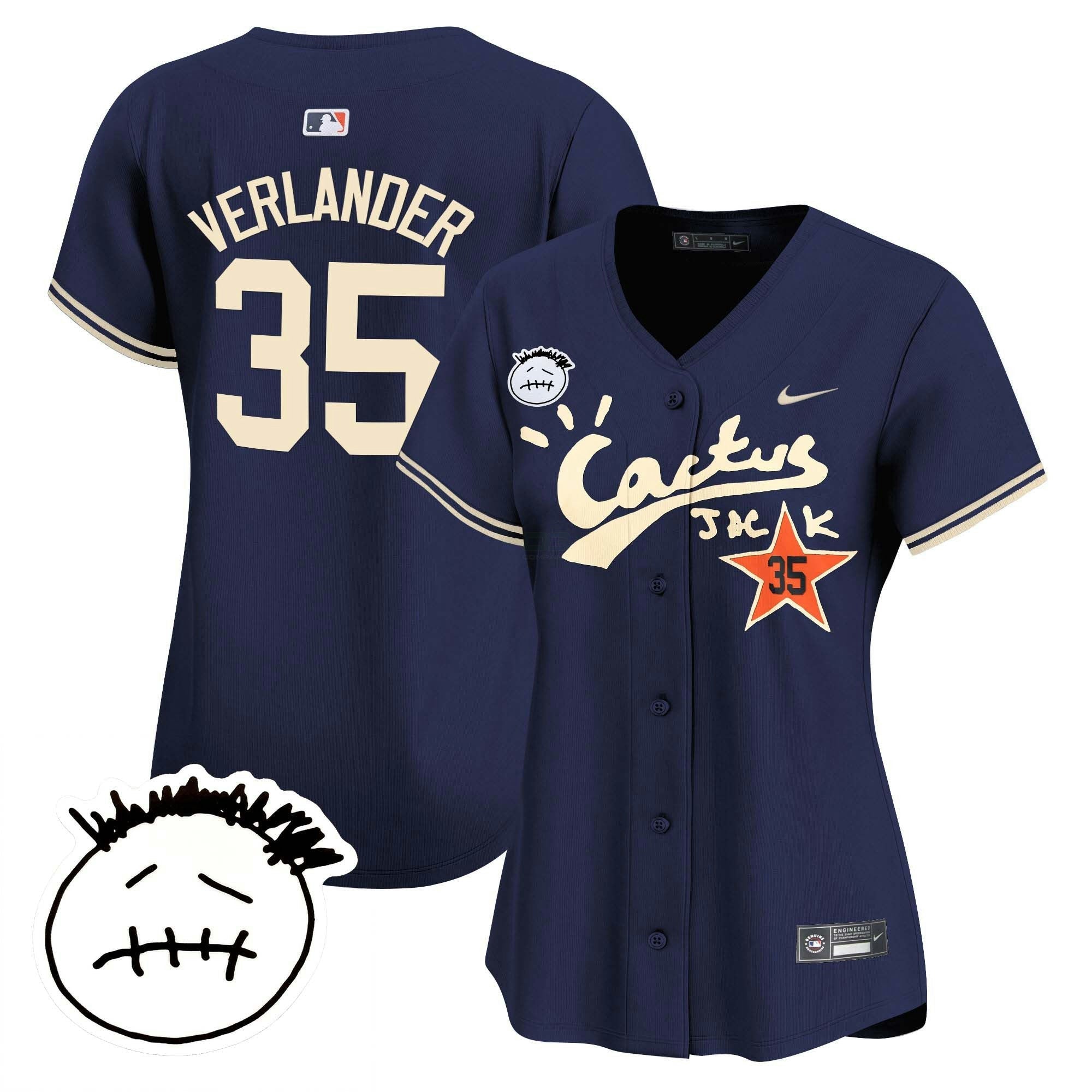 Camisa MLB Women’s Houston Cactus Jack Patch Vapor Premier Limited Jersey V4 – Stitched
