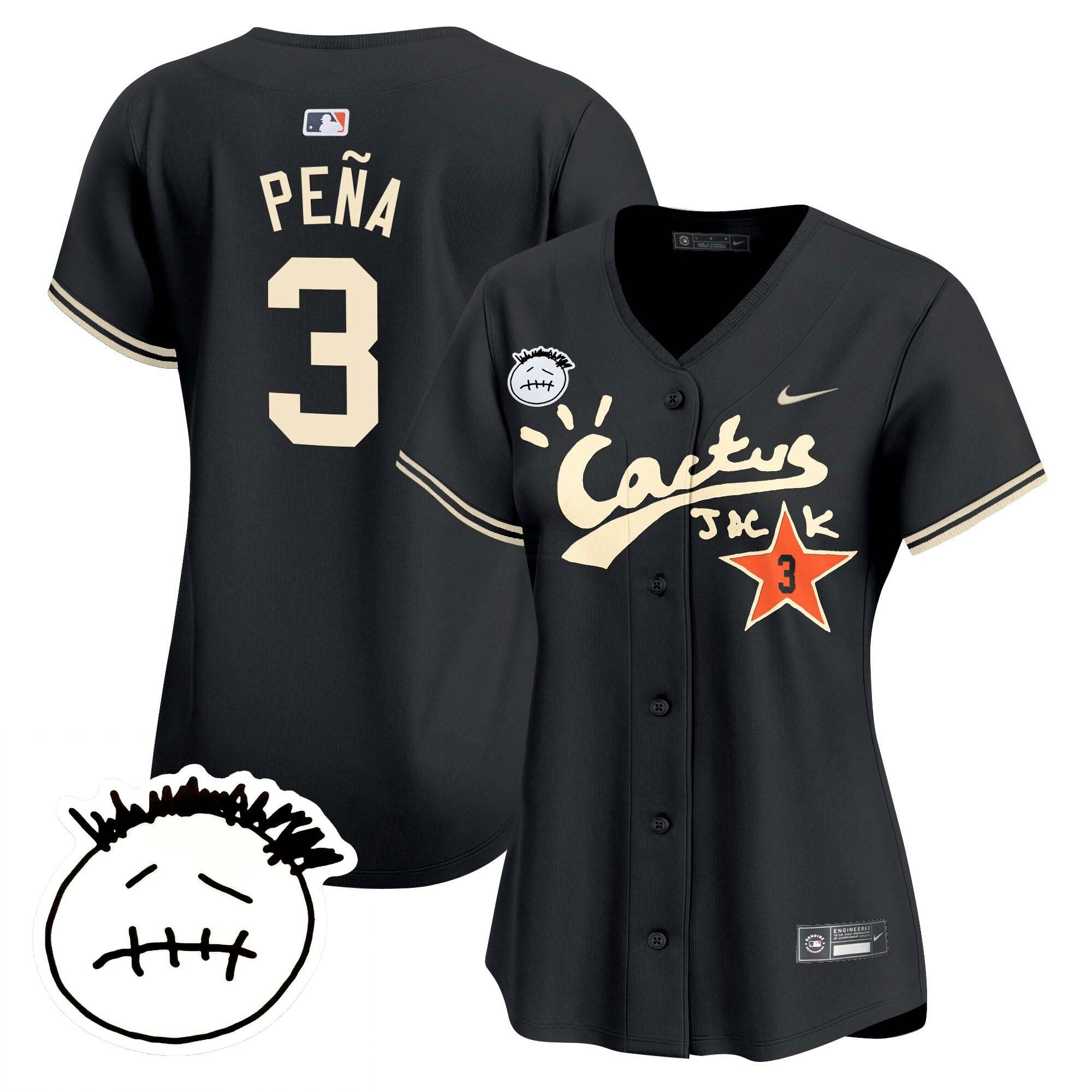Camisa MLB Women’s Houston Cactus Jack Patch Vapor Premier Limited Jersey V4 – Stitched