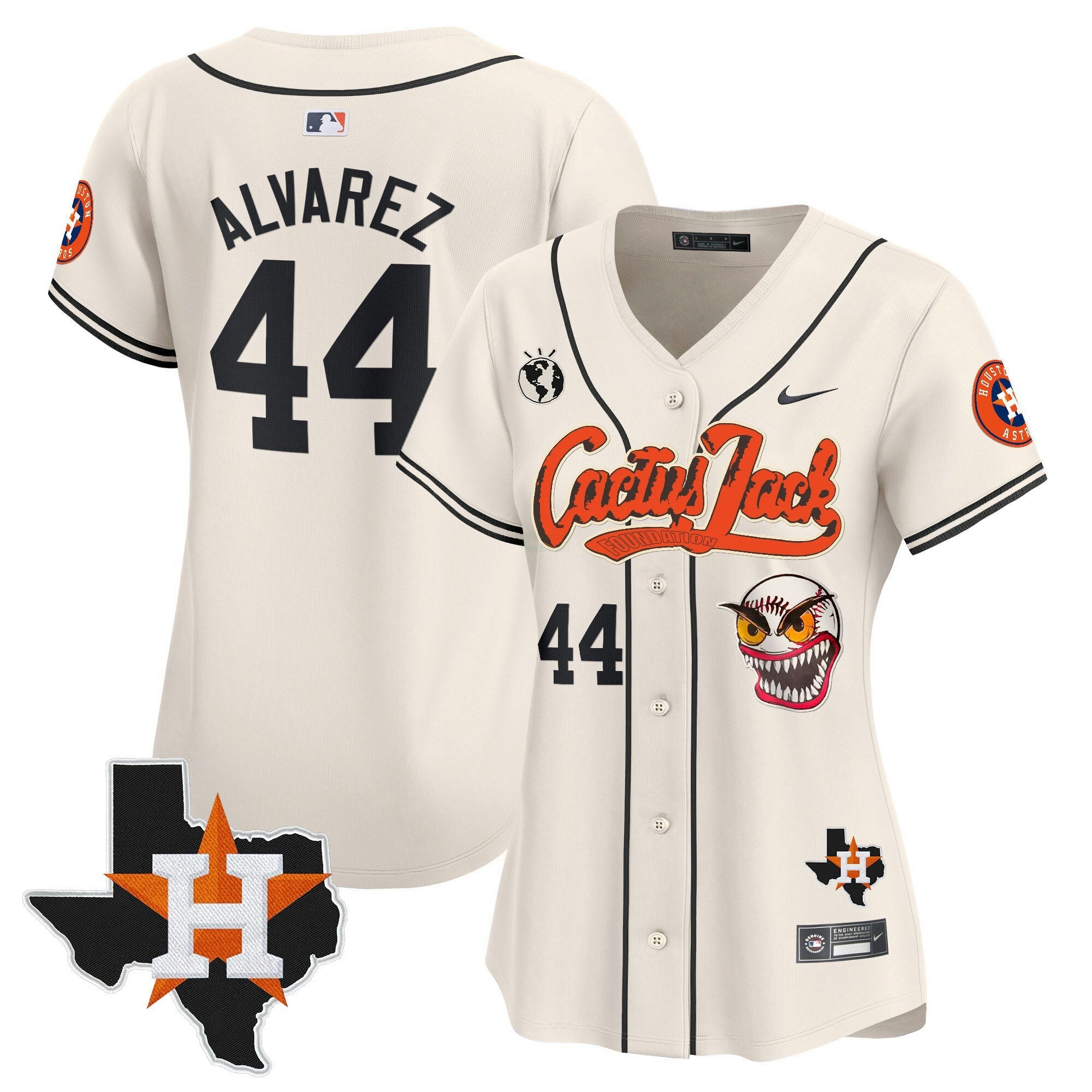 Camisa MLB Women’s Houston Cactus Jack Patch Vapor Premier Limited Jersey V6 – Stitched