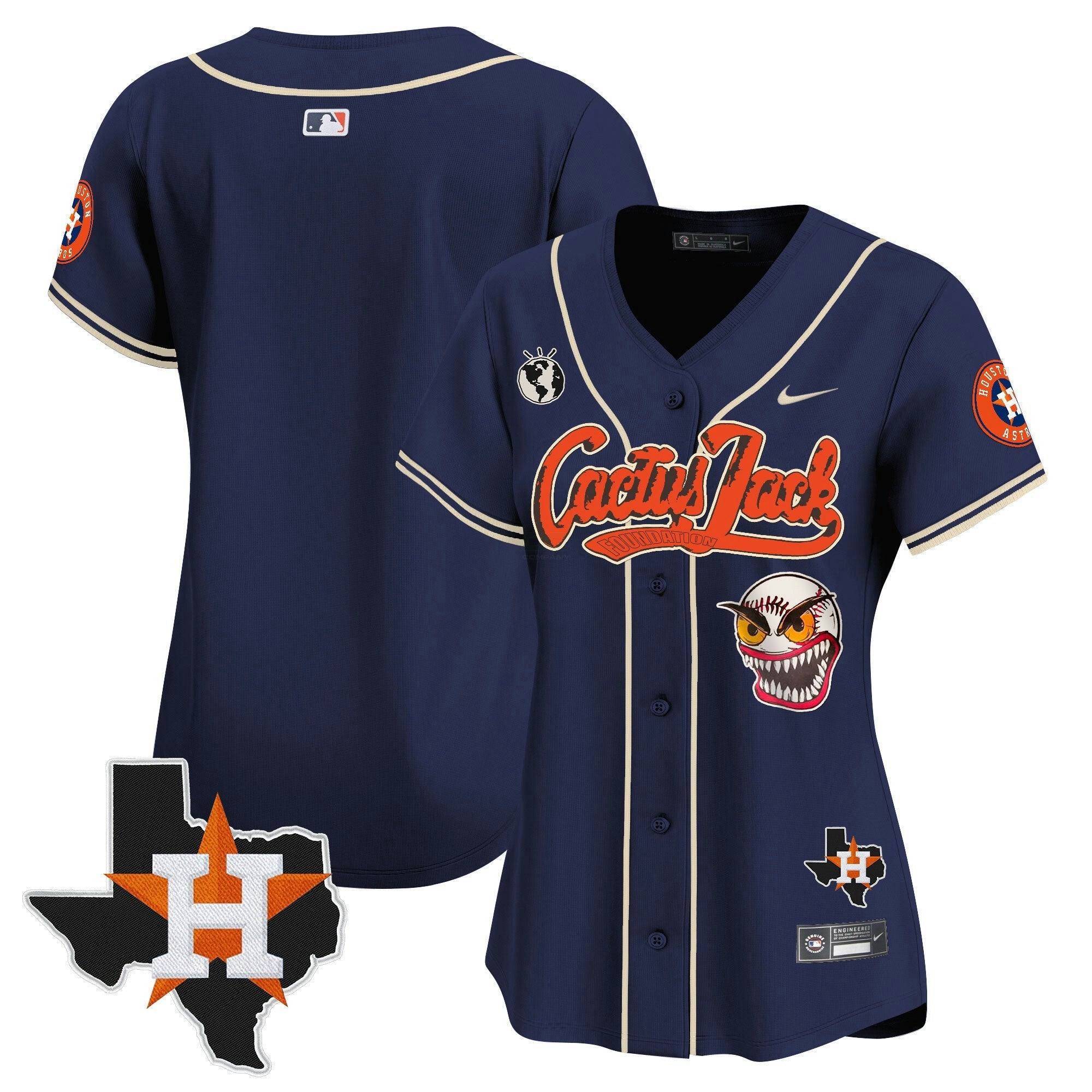 Camisa MLB Women’s Houston Cactus Jack Patch Vapor Premier Limited Jersey V6 – Stitched