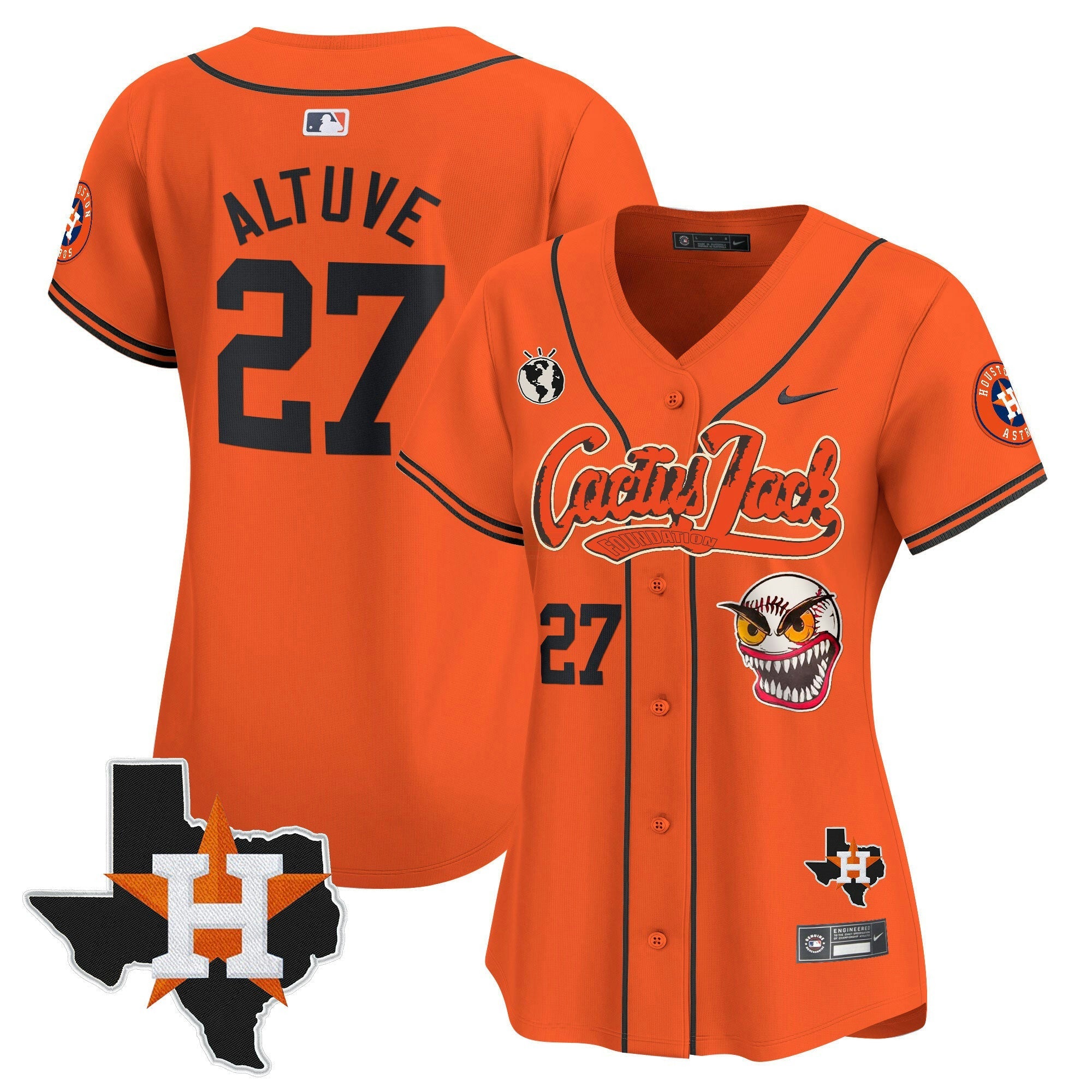 Camisa MLB Women’s Houston Cactus Jack Patch Vapor Premier Limited Jersey V6 – Stitched