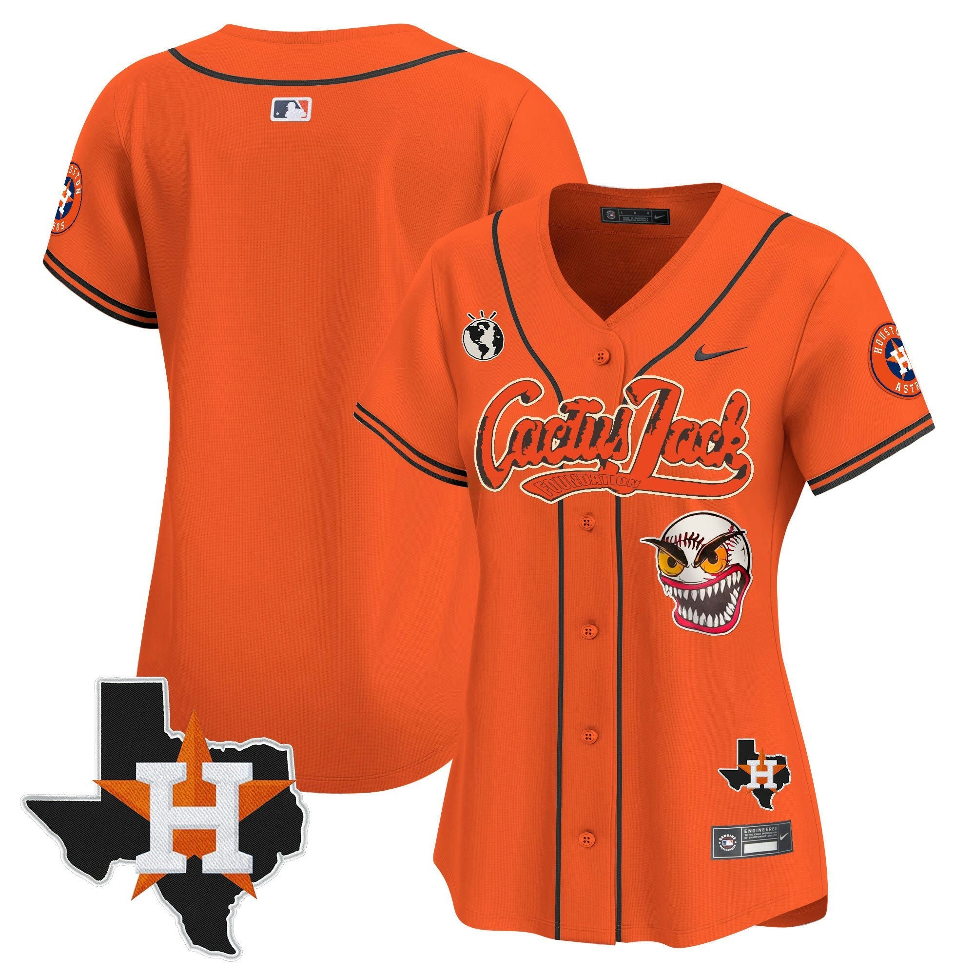 Camisa MLB Women’s Houston Cactus Jack Patch Vapor Premier Limited Jersey V6 – Stitched