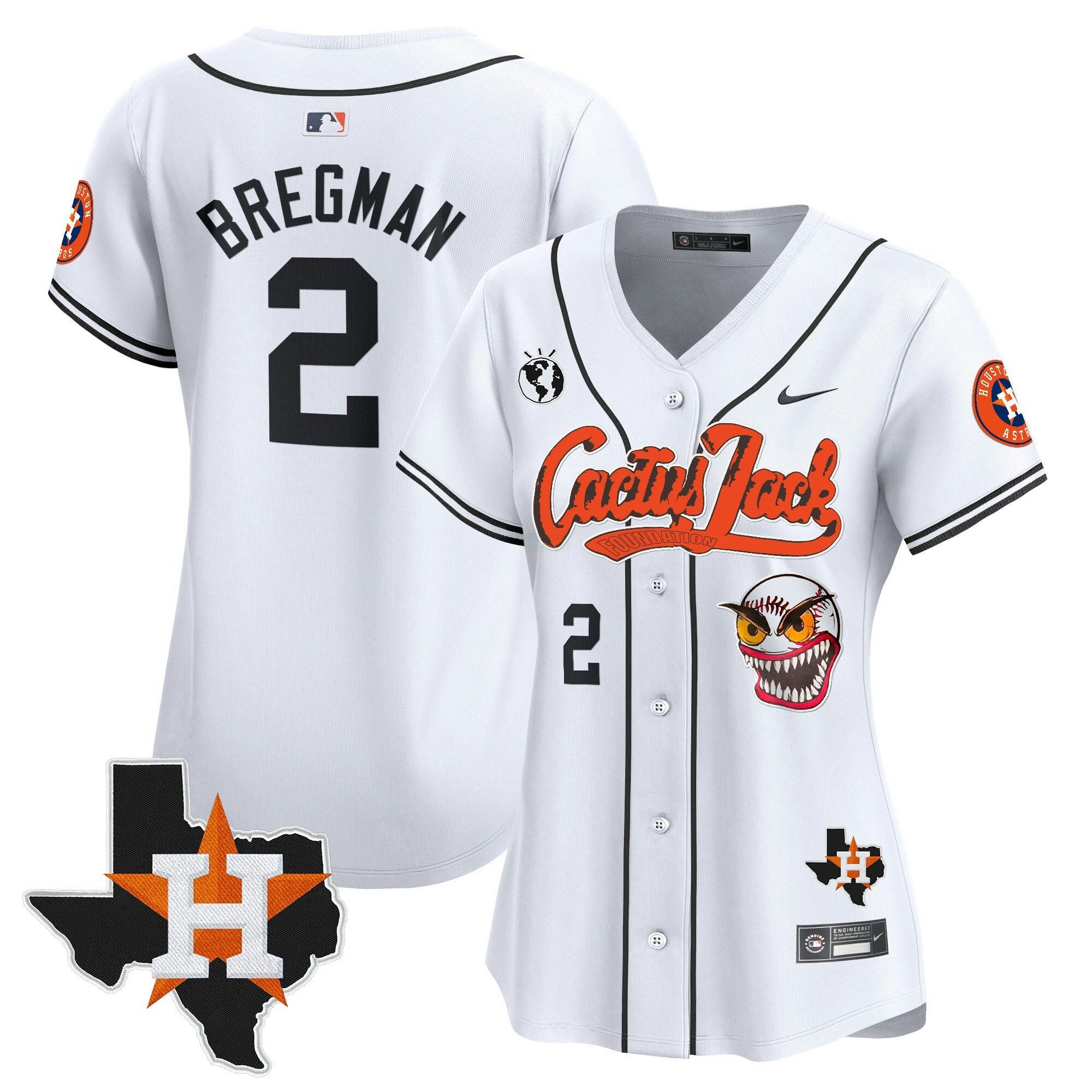 Camisa MLB Women’s Houston Cactus Jack Patch Vapor Premier Limited Jersey V6 – Stitched