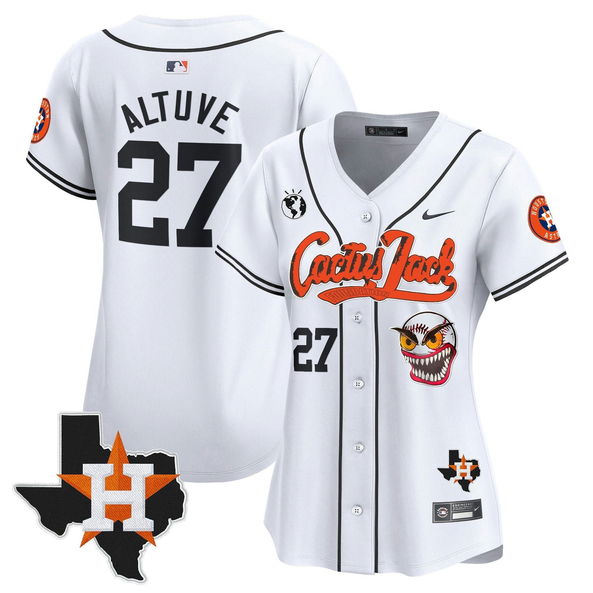 Camisa MLB Women’s Houston Cactus Jack Patch Vapor Premier Limited Jersey V6 – Stitched