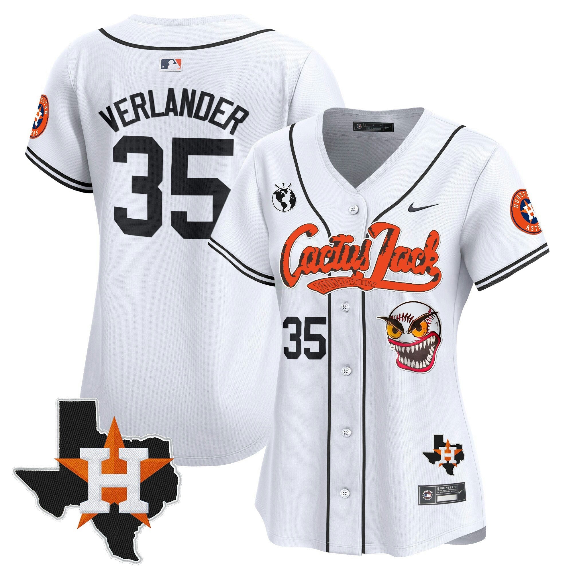 Camisa MLB Women’s Houston Cactus Jack Patch Vapor Premier Limited Jersey V6 – Stitched