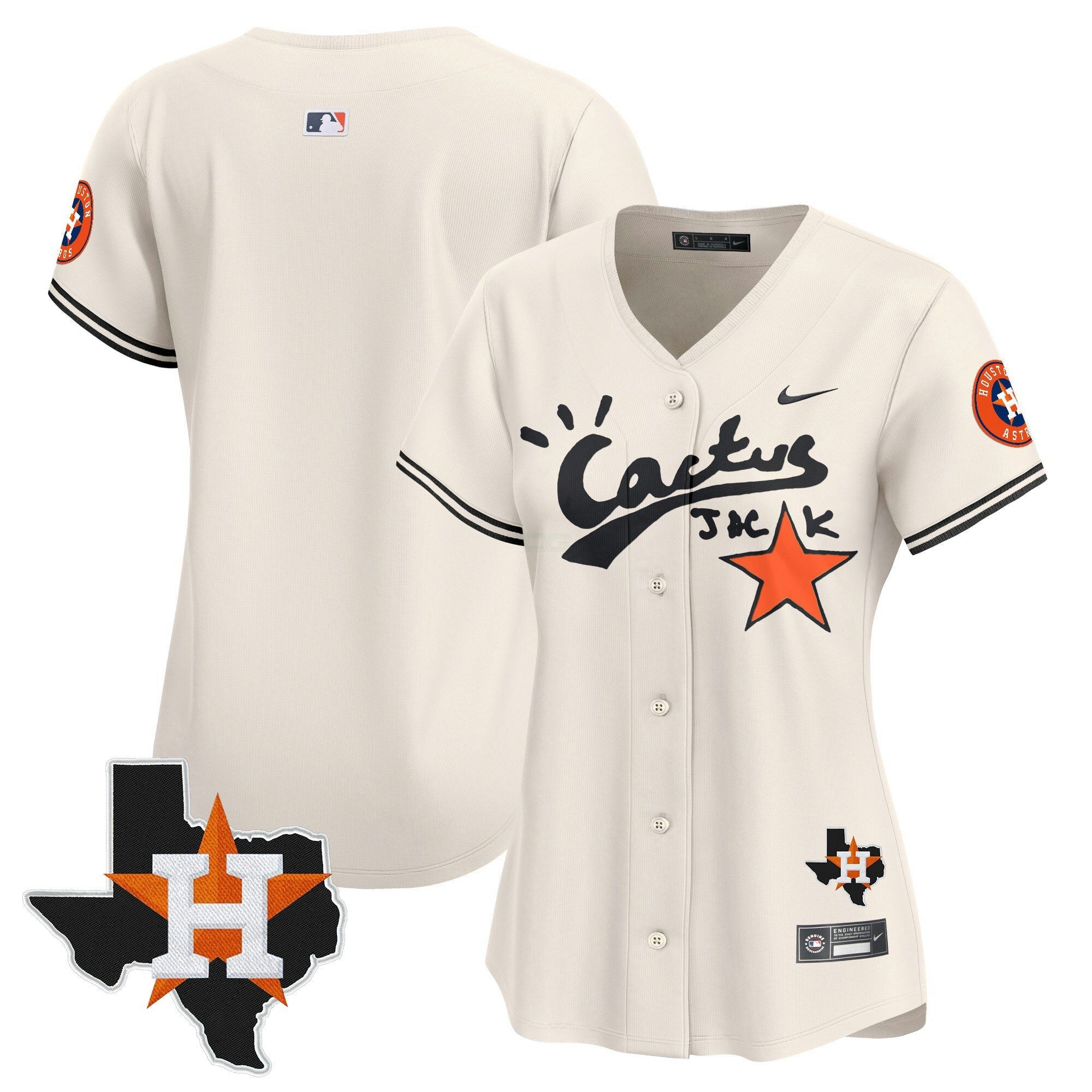 Camisa MLB Women’s Houston Cactus Jack Patch Vapor Premier Limited Jersey V7 – Stitched