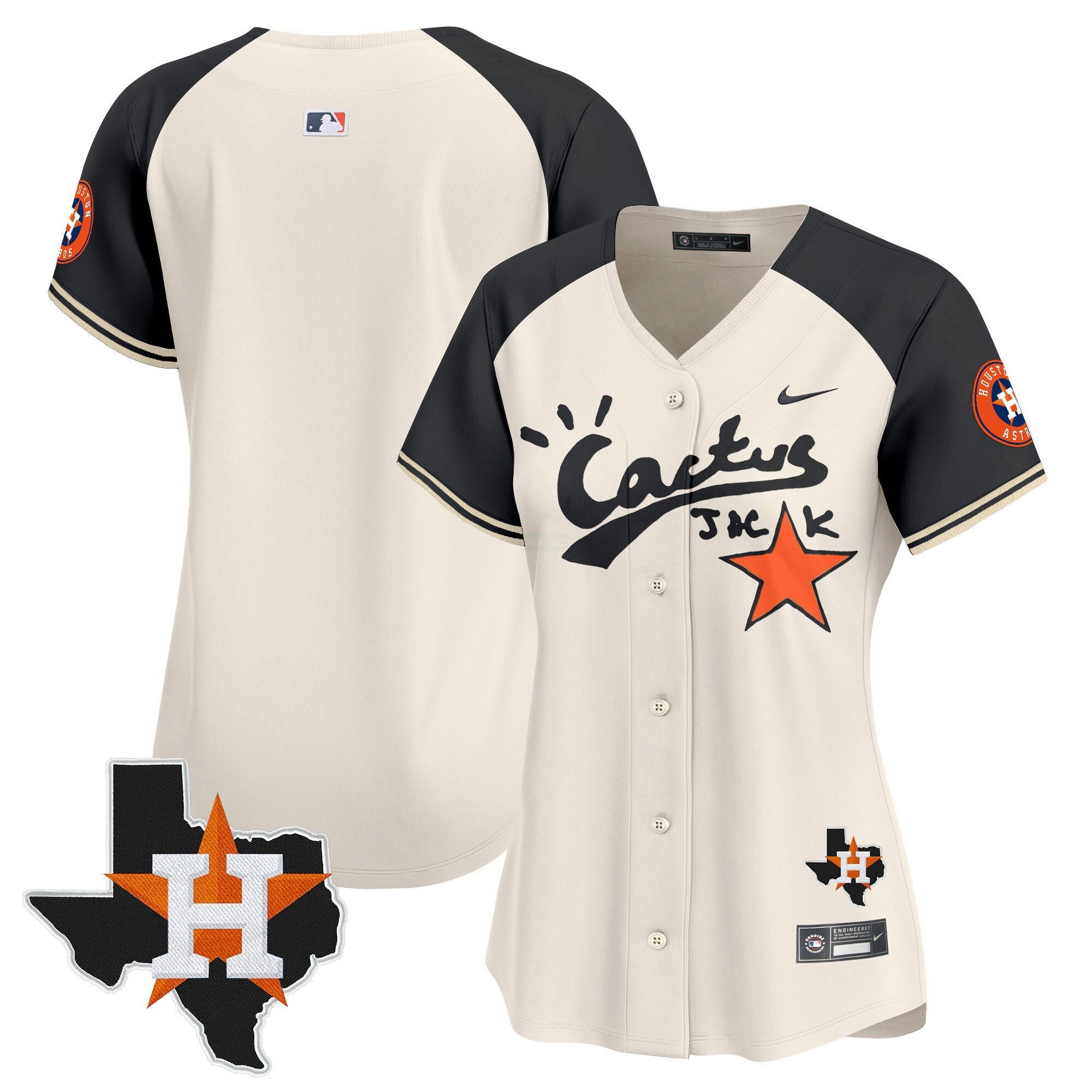 Camisa MLB Women’s Houston Cactus Jack Patch Vapor Premier Limited Jersey V7 – Stitched