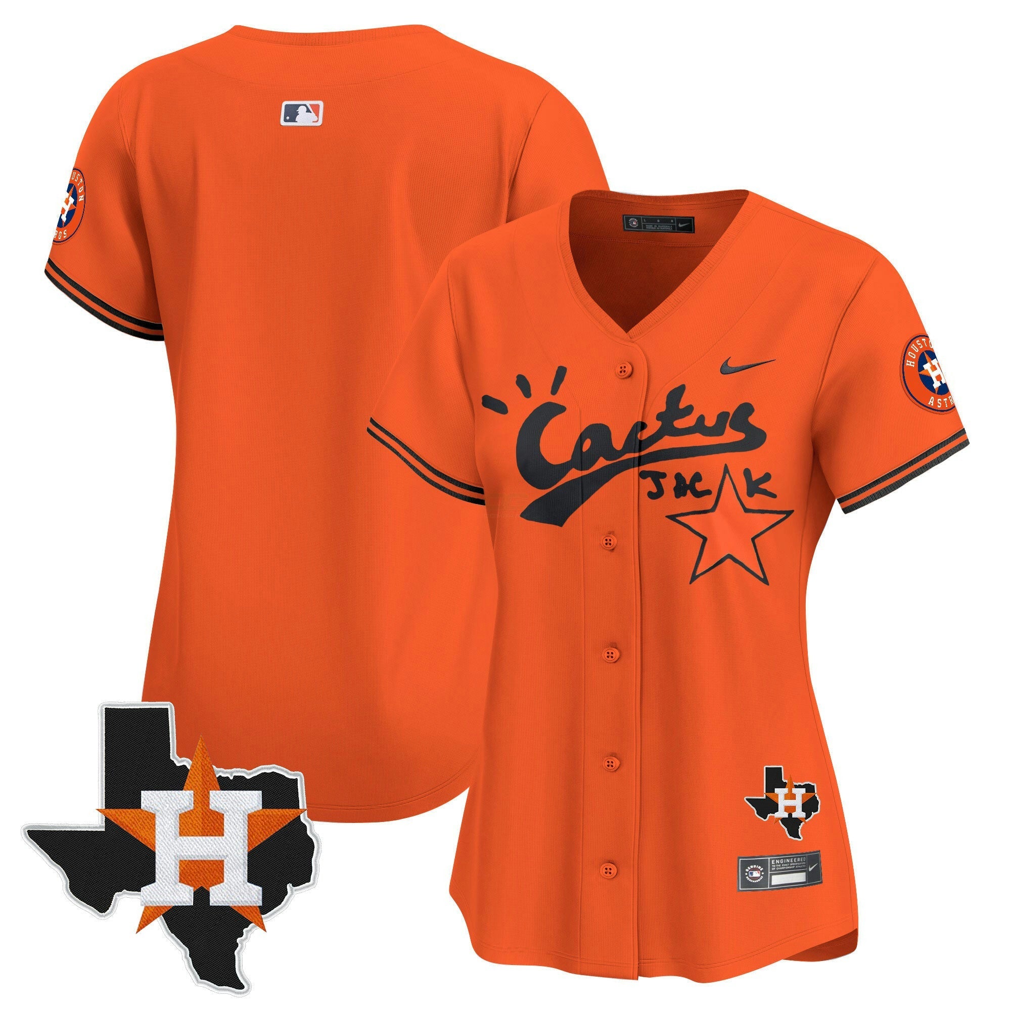 Camisa MLB Women’s Houston Cactus Jack Patch Vapor Premier Limited Jersey V7 – Stitched