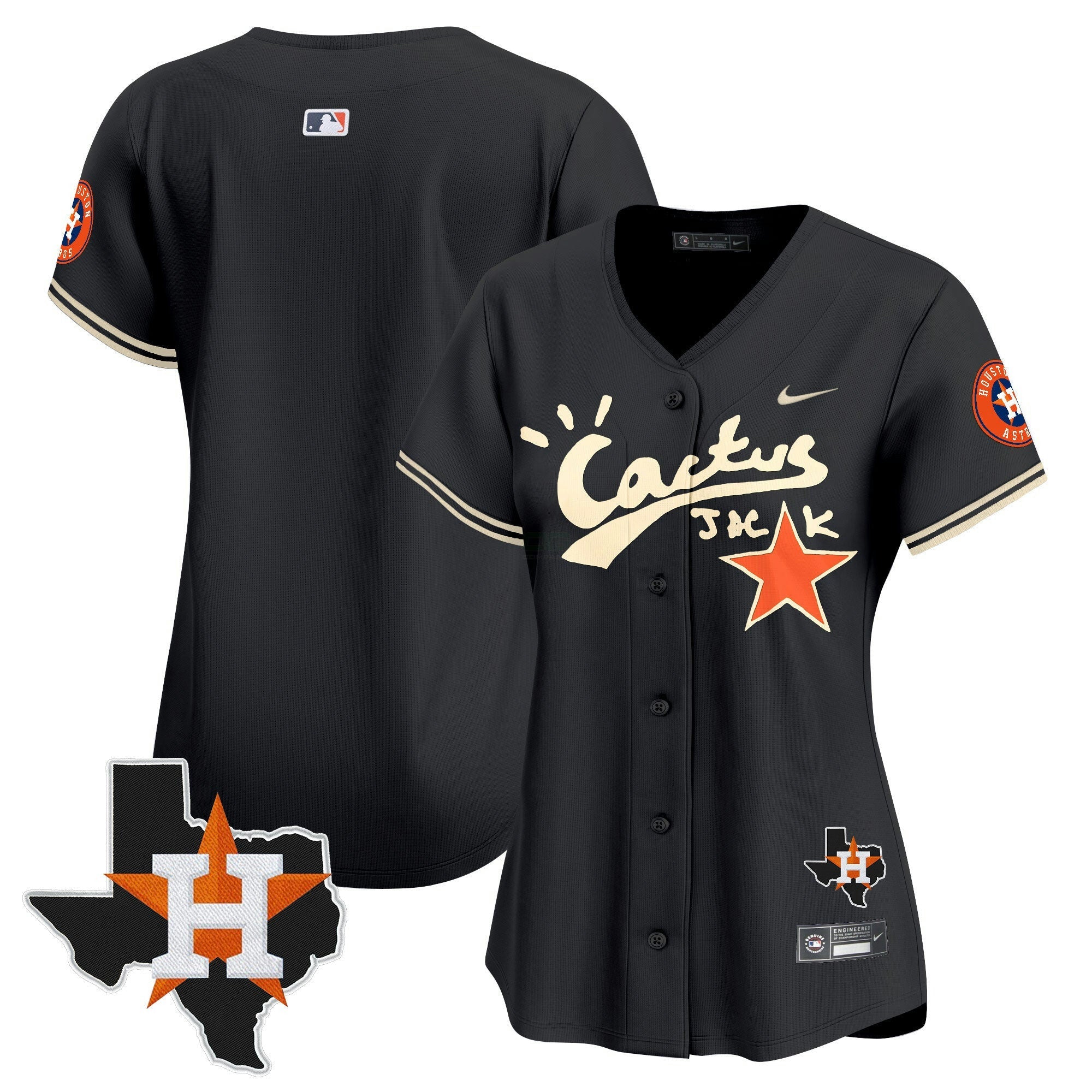 Camisa MLB Women’s Houston Cactus Jack Patch Vapor Premier Limited Jersey V7 – Stitched
