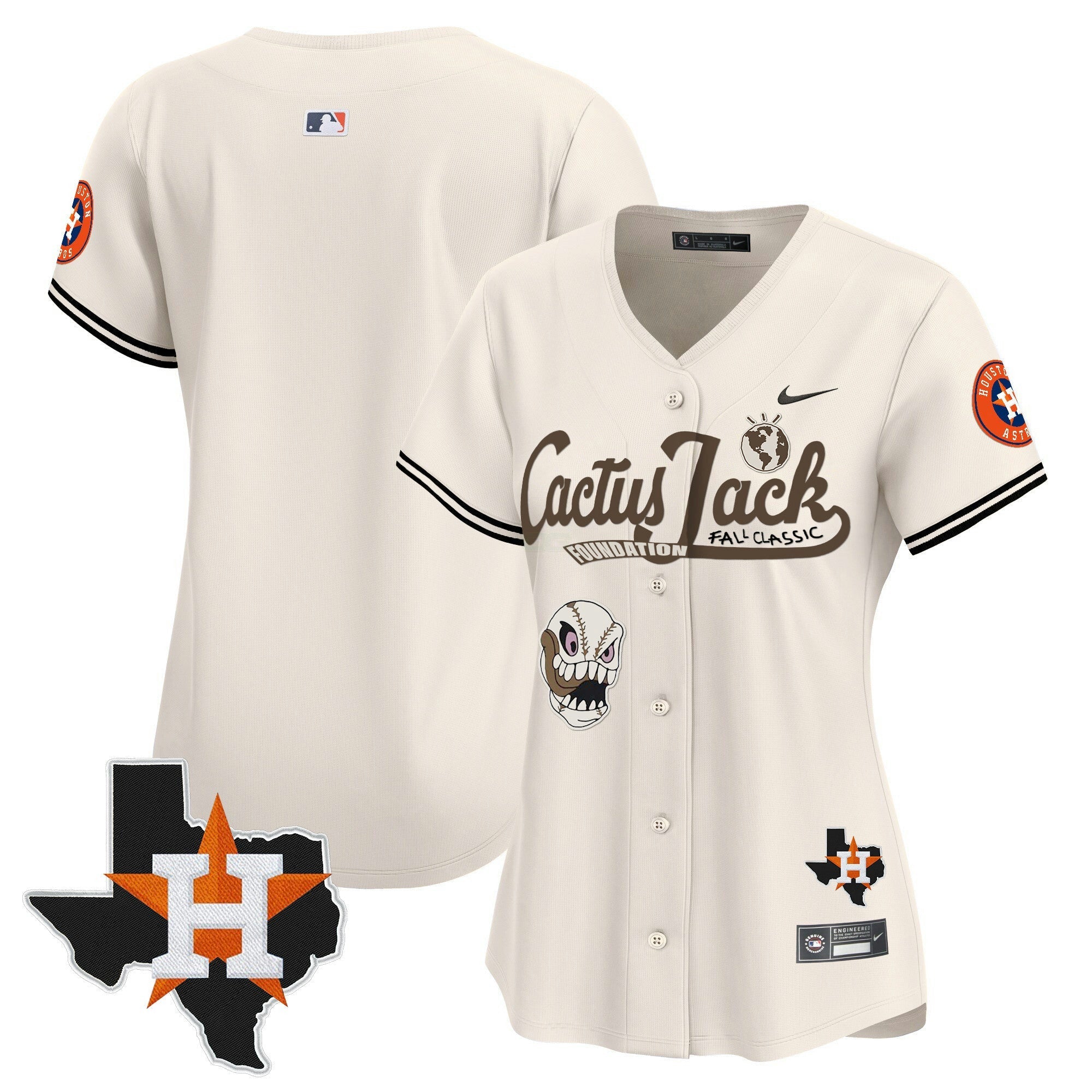 Camisa MLB Women’s Houston Cactus Jack Patch Vapor Premier Limited Jersey V8 – Stitched