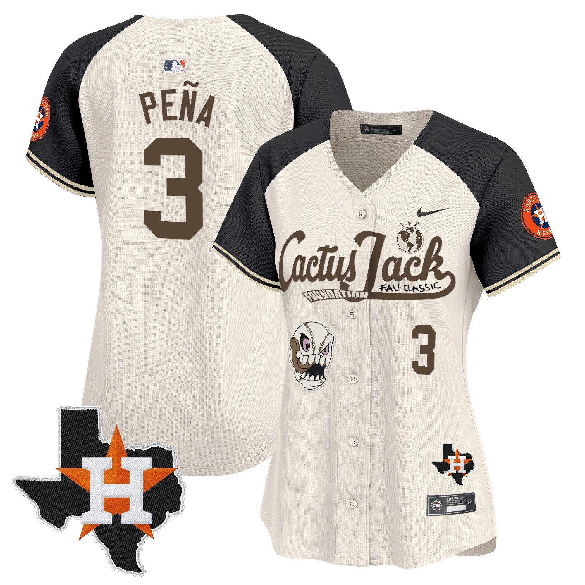 Camisa MLB Women’s Houston Cactus Jack Patch Vapor Premier Limited Jersey V8 – Stitched