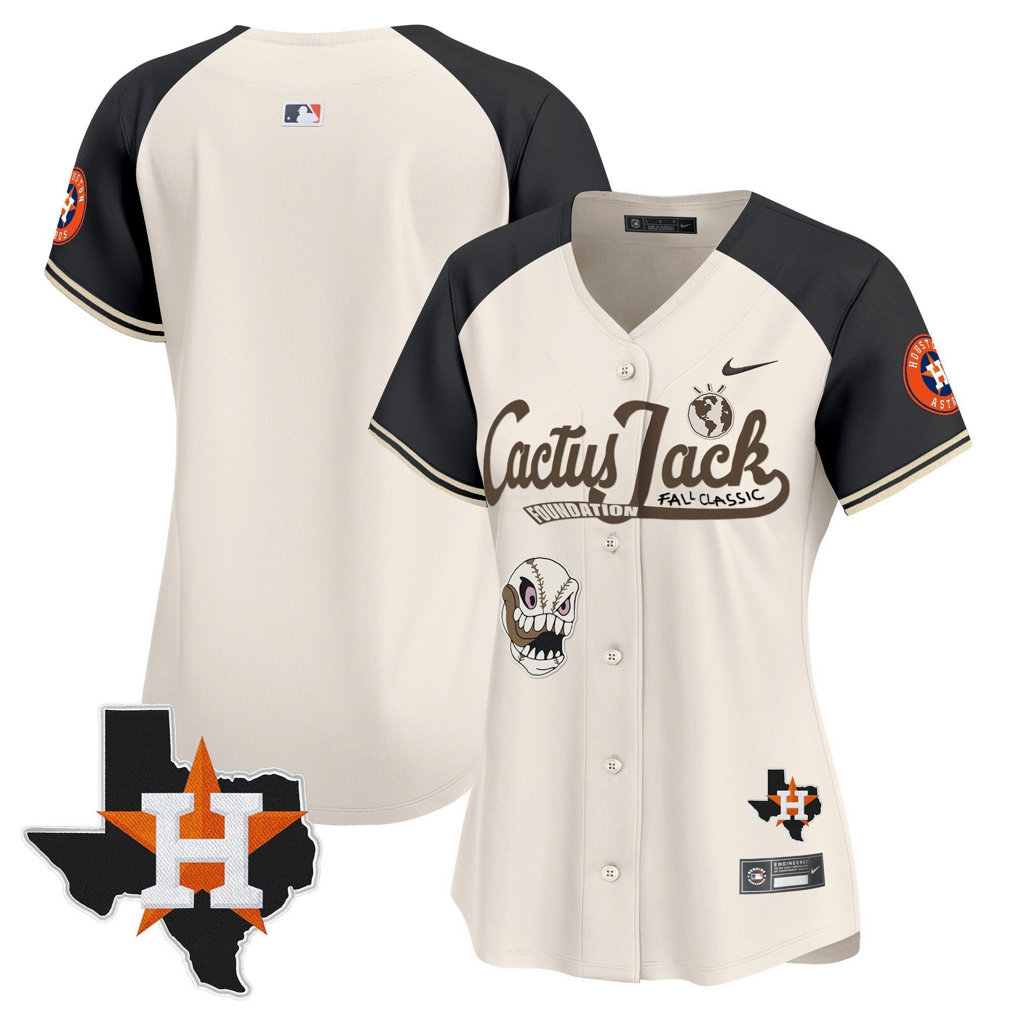 Camisa MLB Women’s Houston Cactus Jack Patch Vapor Premier Limited Jersey V8 – Stitched