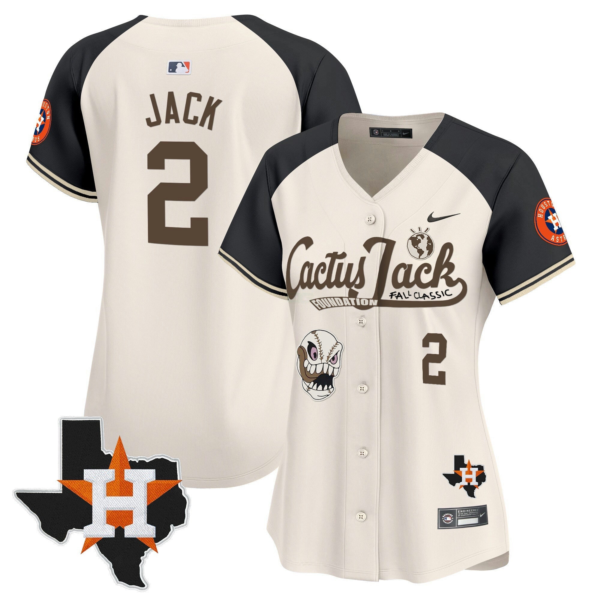 Camisa MLB Women’s Houston Cactus Jack Patch Vapor Premier Limited Jersey V8 – Stitched