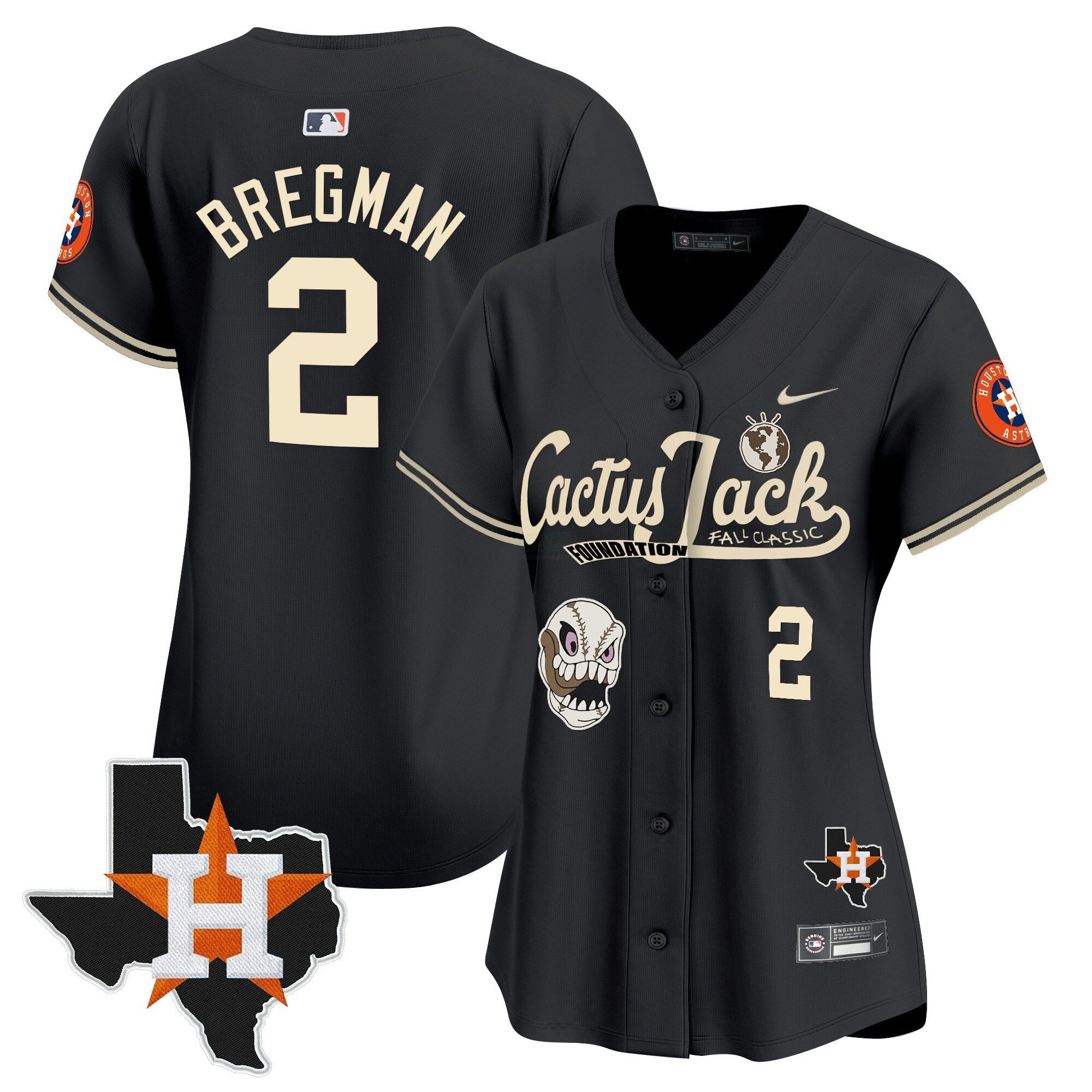 Camisa MLB Women’s Houston Cactus Jack Patch Vapor Premier Limited Jersey V8 – Stitched