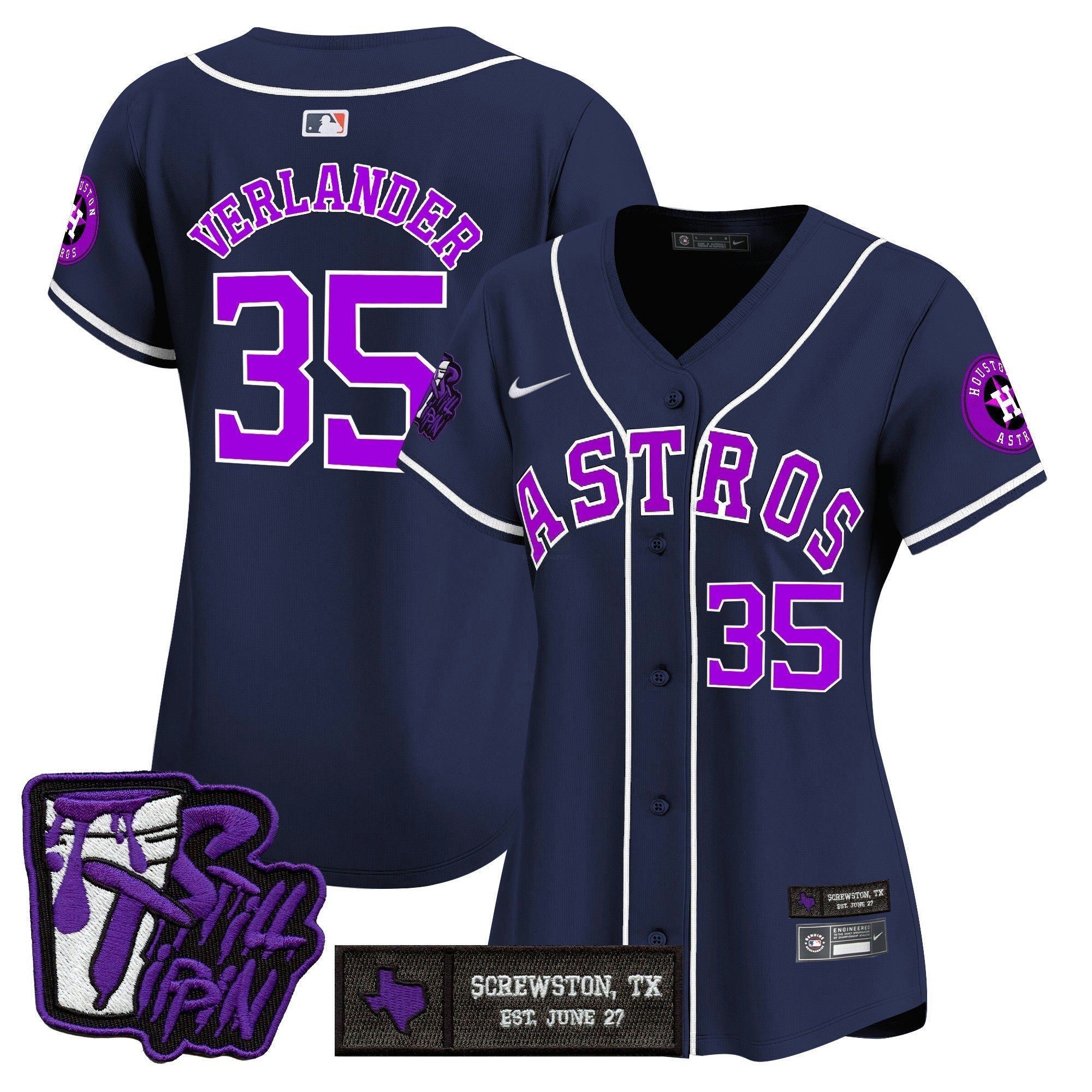 Camisa MLB Women’s Houston DJ Screw Still Tippin Purple Patch Vapor Premier Limited Jersey