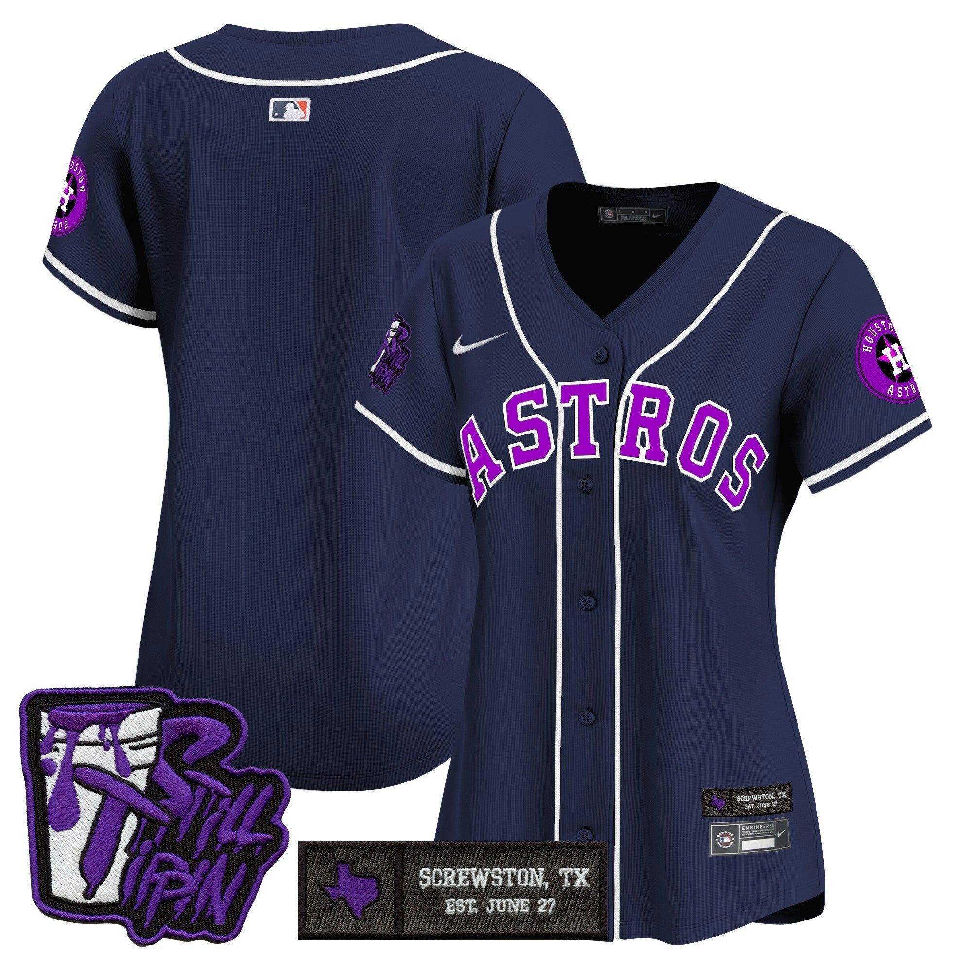 Camisa MLB Women’s Houston DJ Screw Still Tippin Purple Patch Vapor Premier Limited Jersey