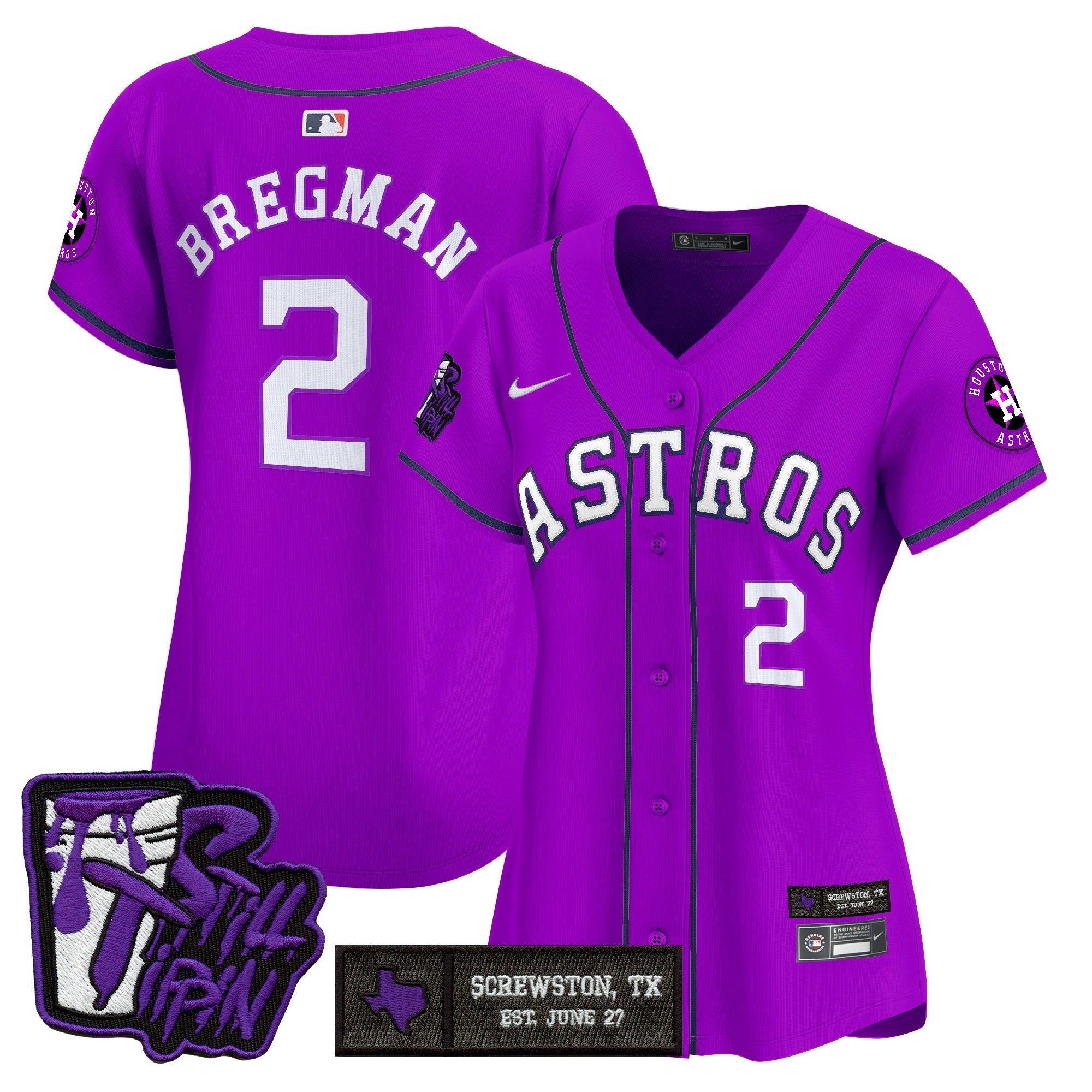 Camisa MLB Women’s Houston DJ Screw Still Tippin Purple Patch Vapor Premier Limited Jersey