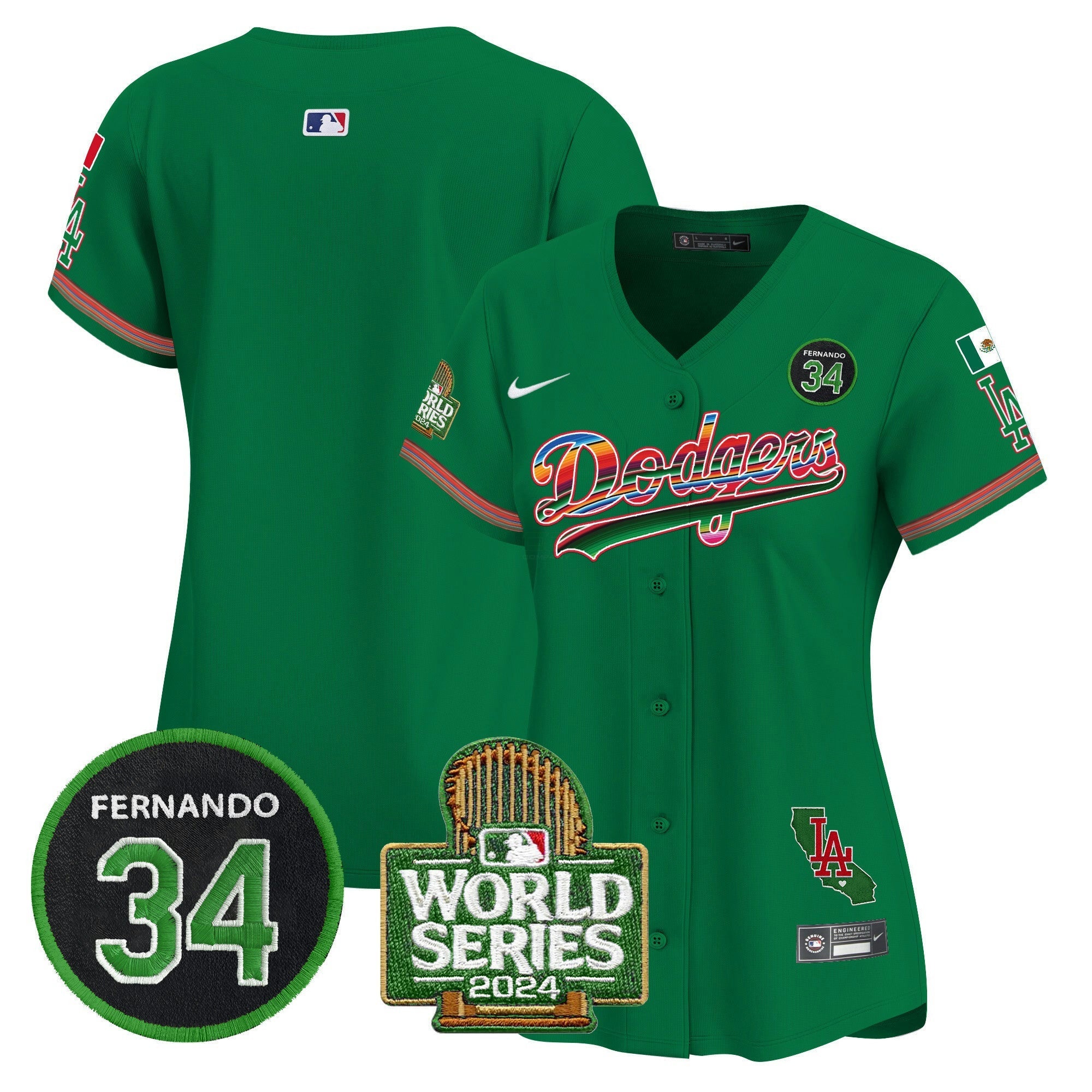Camisa MLB Women’s Mexico Fernando Memorial & 2024 World Series Patch Vapor Premier Limited Jersey