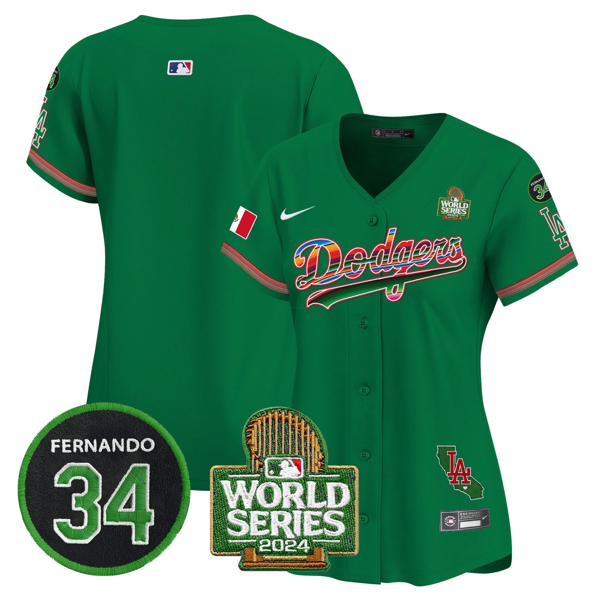 Camisa MLB Women’s Mexico Fernando Memorial & 2024 World Series Patch Vapor Premier Limited Jersey V2