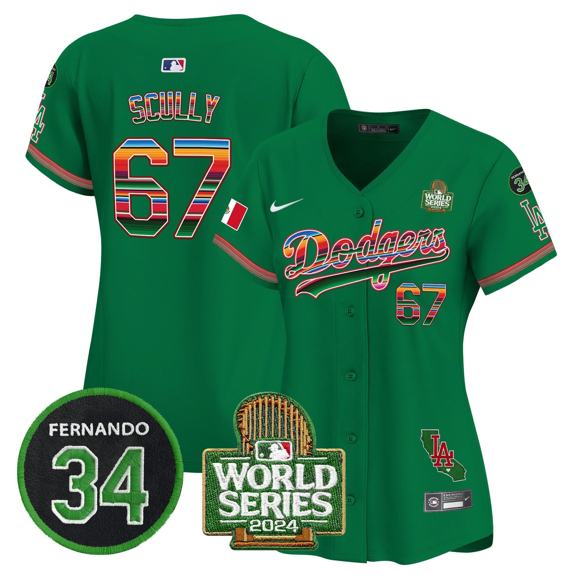Camisa MLB Women’s Mexico Fernando Memorial & 2024 World Series Patch Vapor Premier Limited Jersey V2