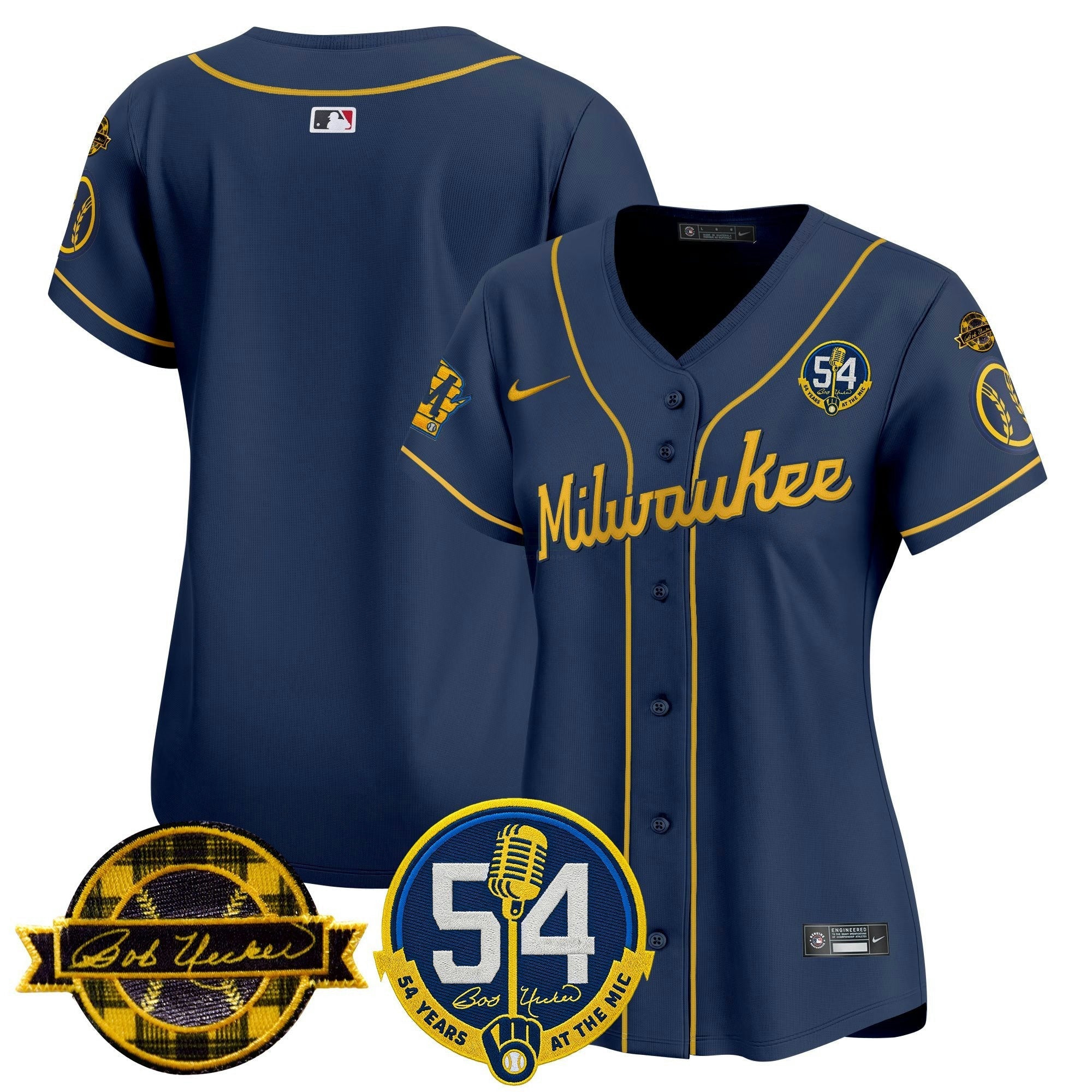 Camisa MLB Women’s Milwaukee ‘Bob Uecker – 54 Seasons for ’ Vapor Premier Limited Jersey