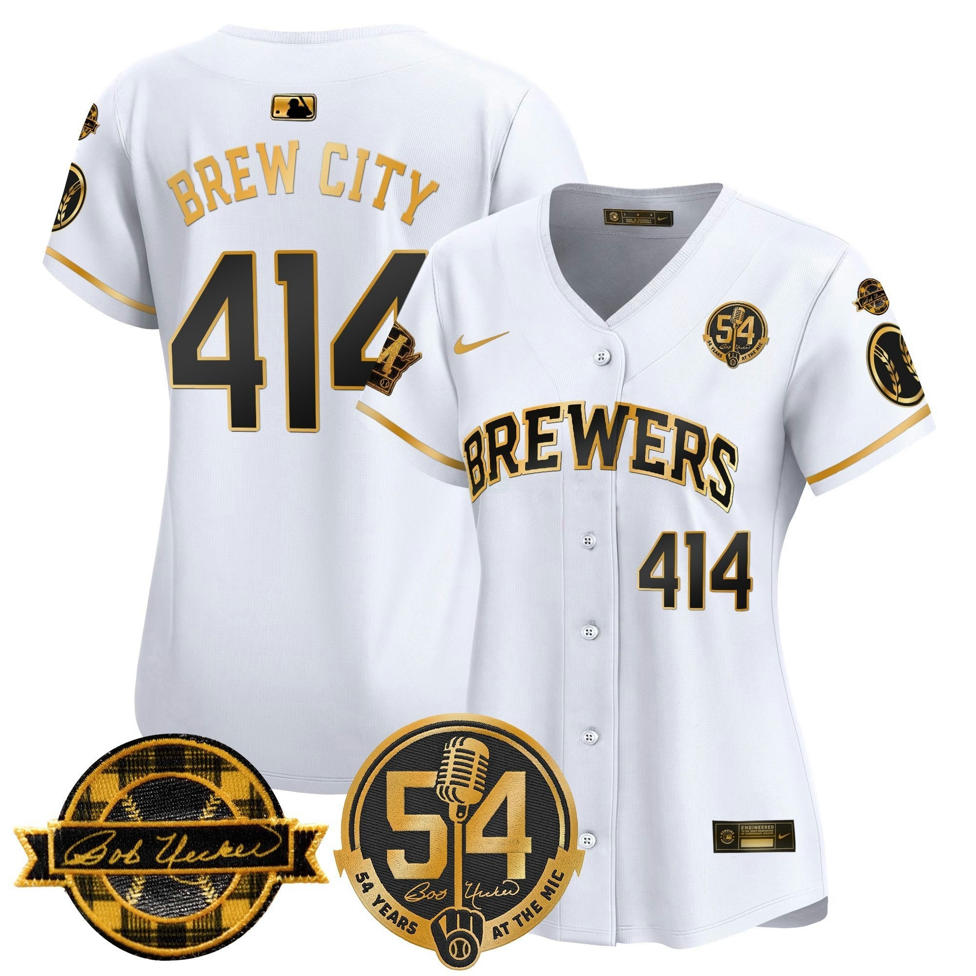 Camisa MLB Women’s Milwaukee ‘Bob Uecker – 54 Seasons for ’ Vapor Premier Limited Jersey