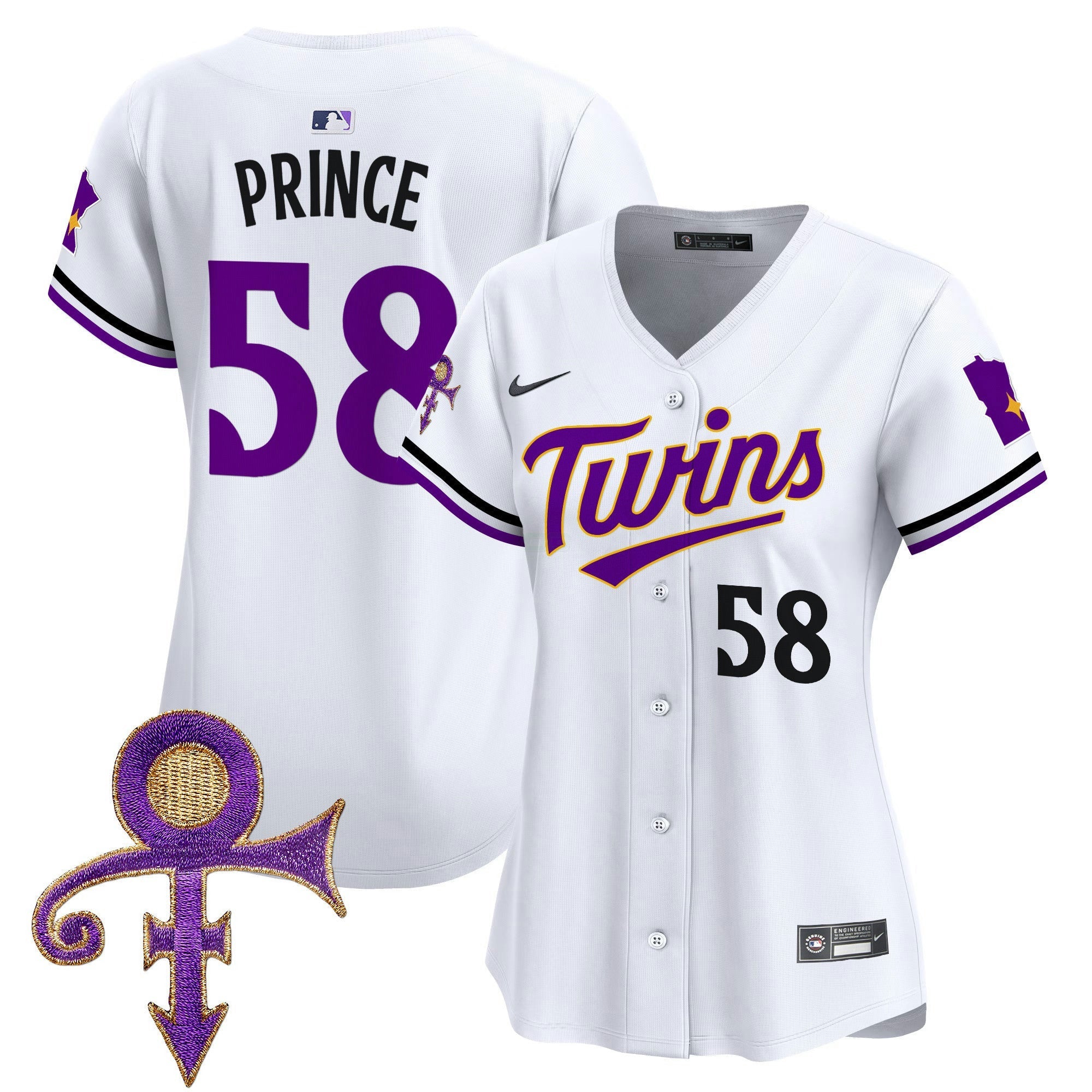 Camisa MLB Women’s Minnesota Prince Patch Vapor Premier Limited Jersey V3