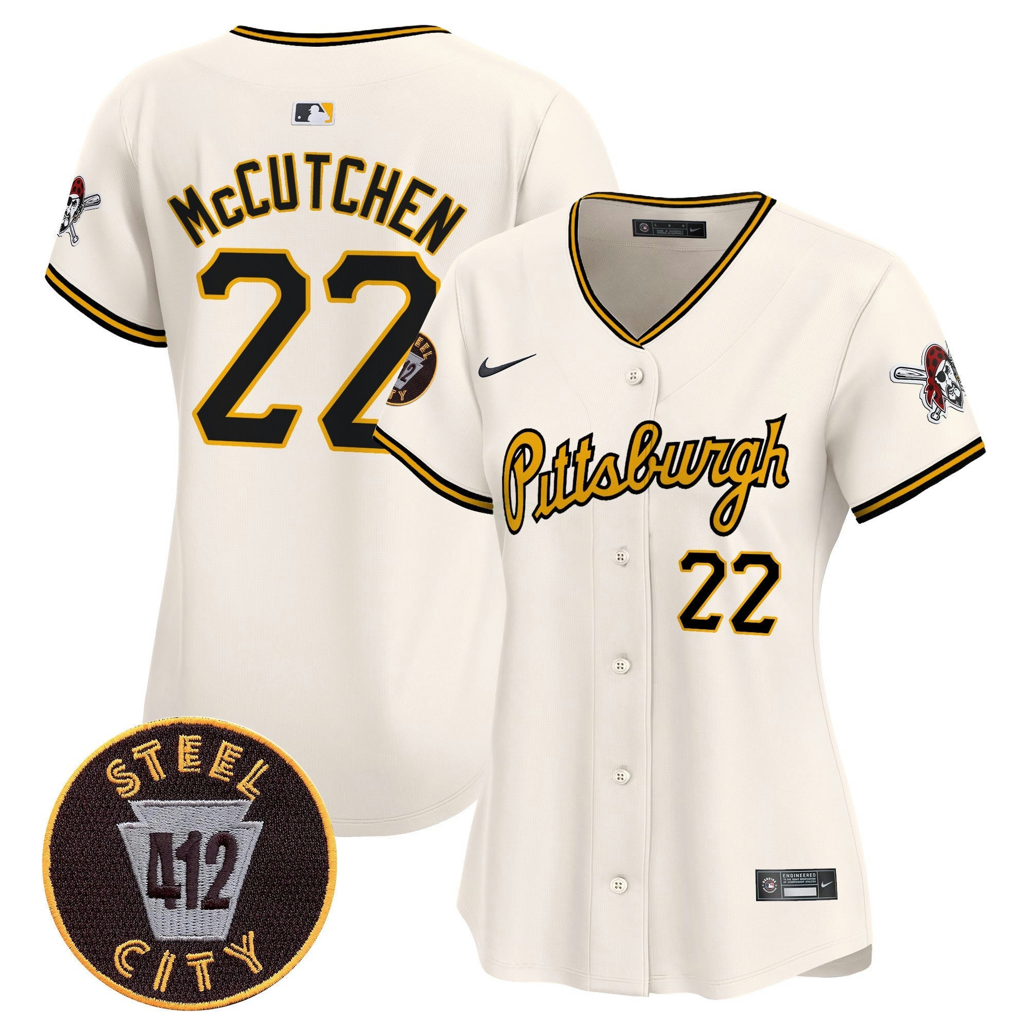 Camisa MLB Women’s Pittsburgh 412 Patch Vapor Premier Limited Jersey V4
