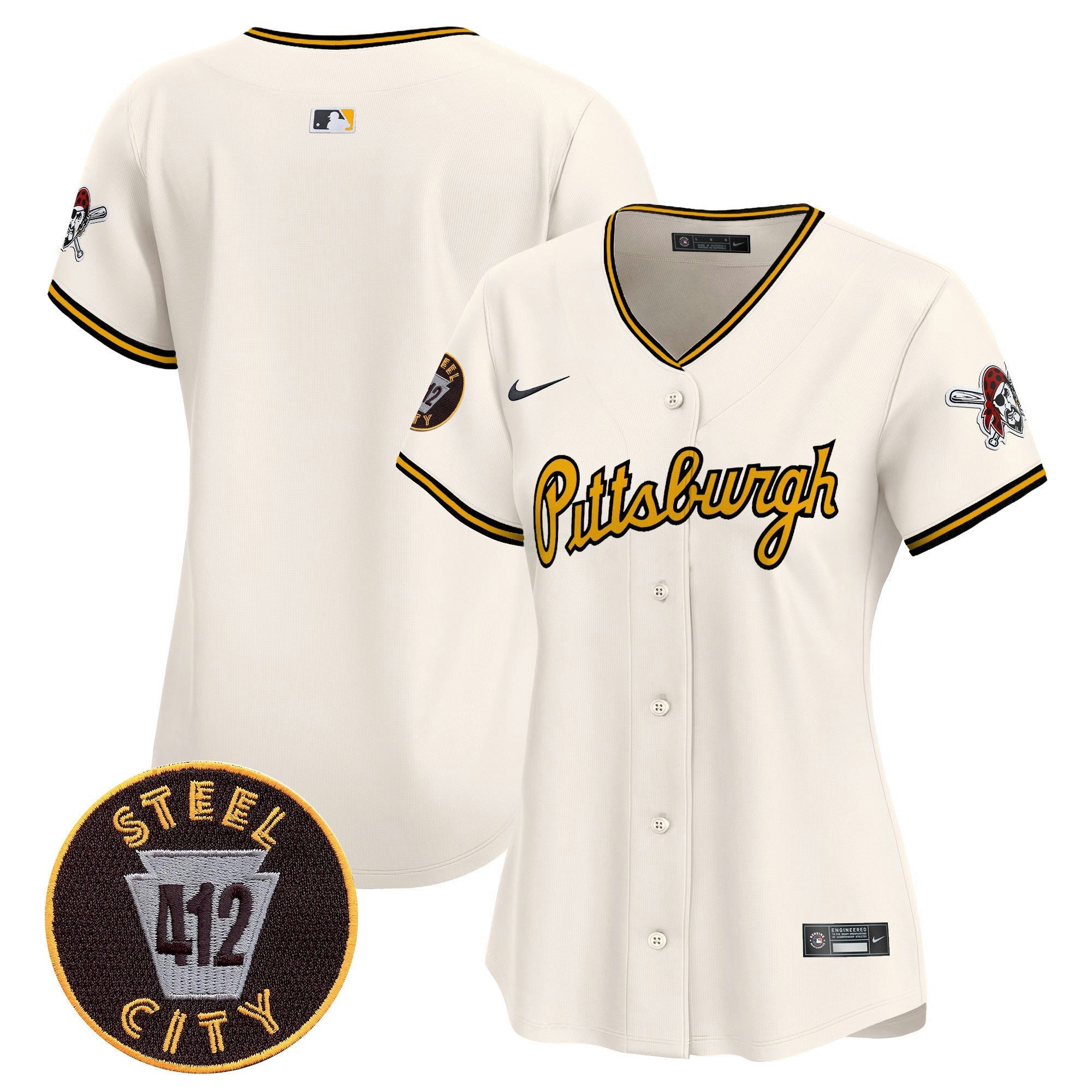 Camisa MLB Women’s Pittsburgh 412 Patch Vapor Premier Limited Jersey V4