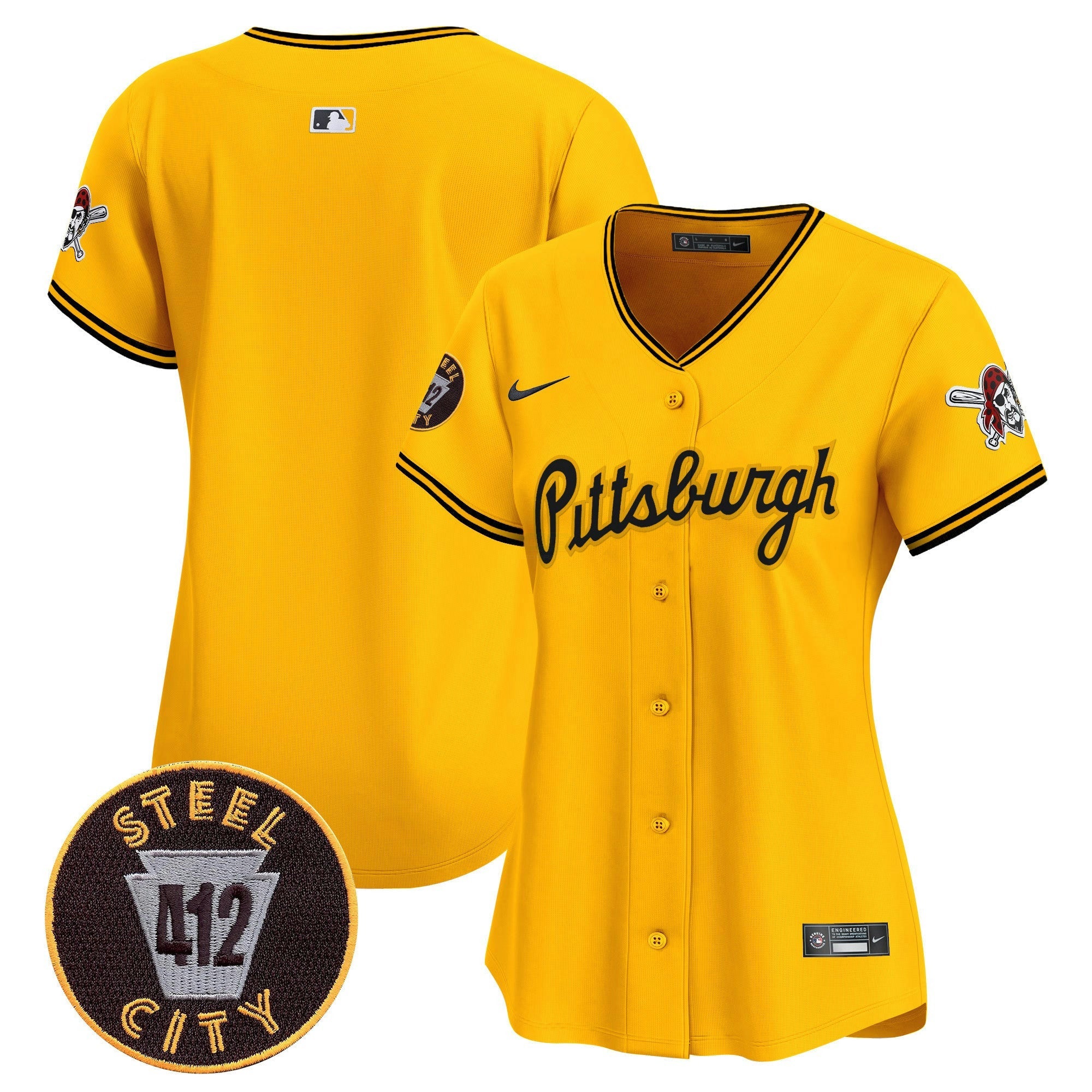Camisa MLB Women’s Pittsburgh 412 Patch Vapor Premier Limited Jersey V4
