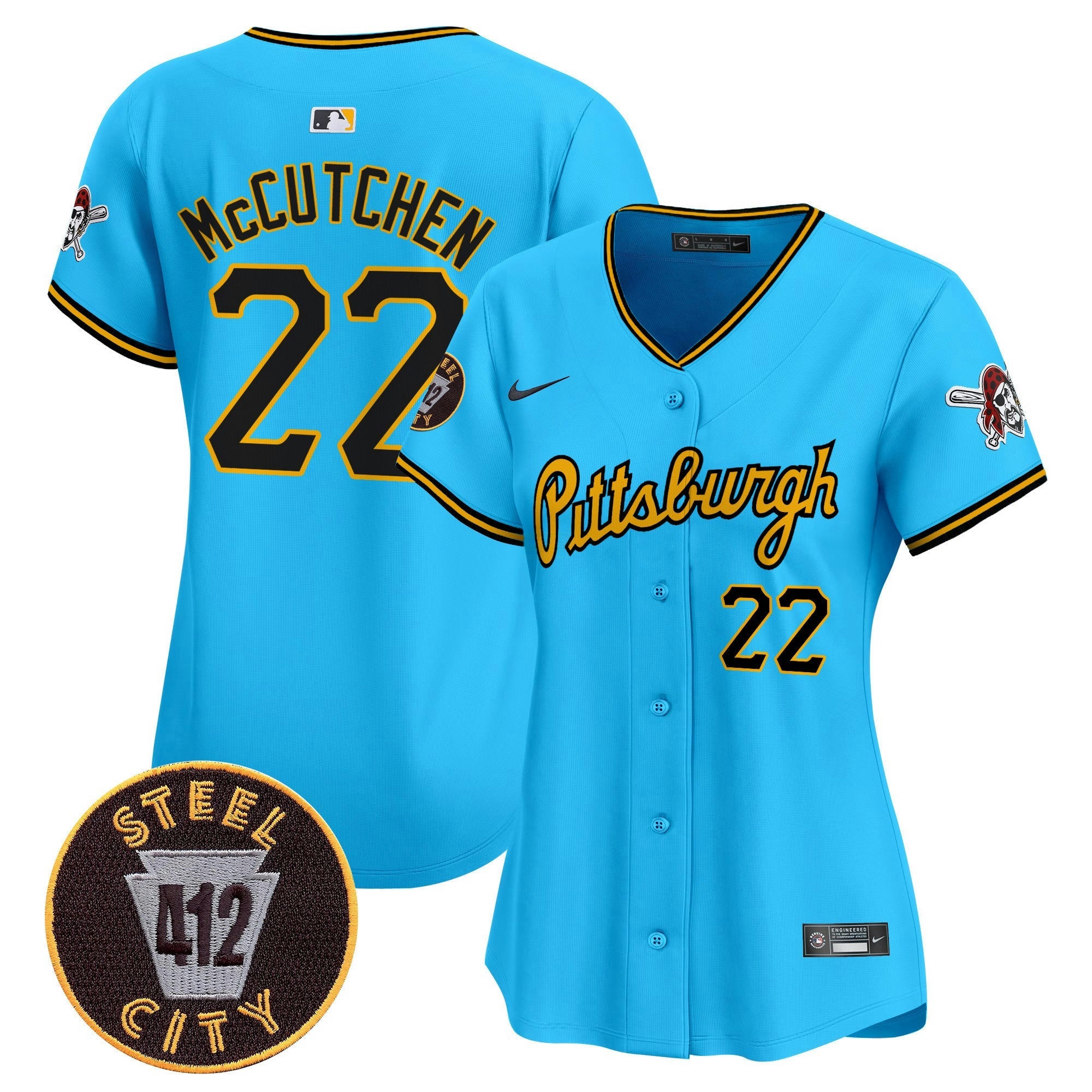 Camisa MLB Women’s Pittsburgh 412 Patch Vapor Premier Limited Jersey V4