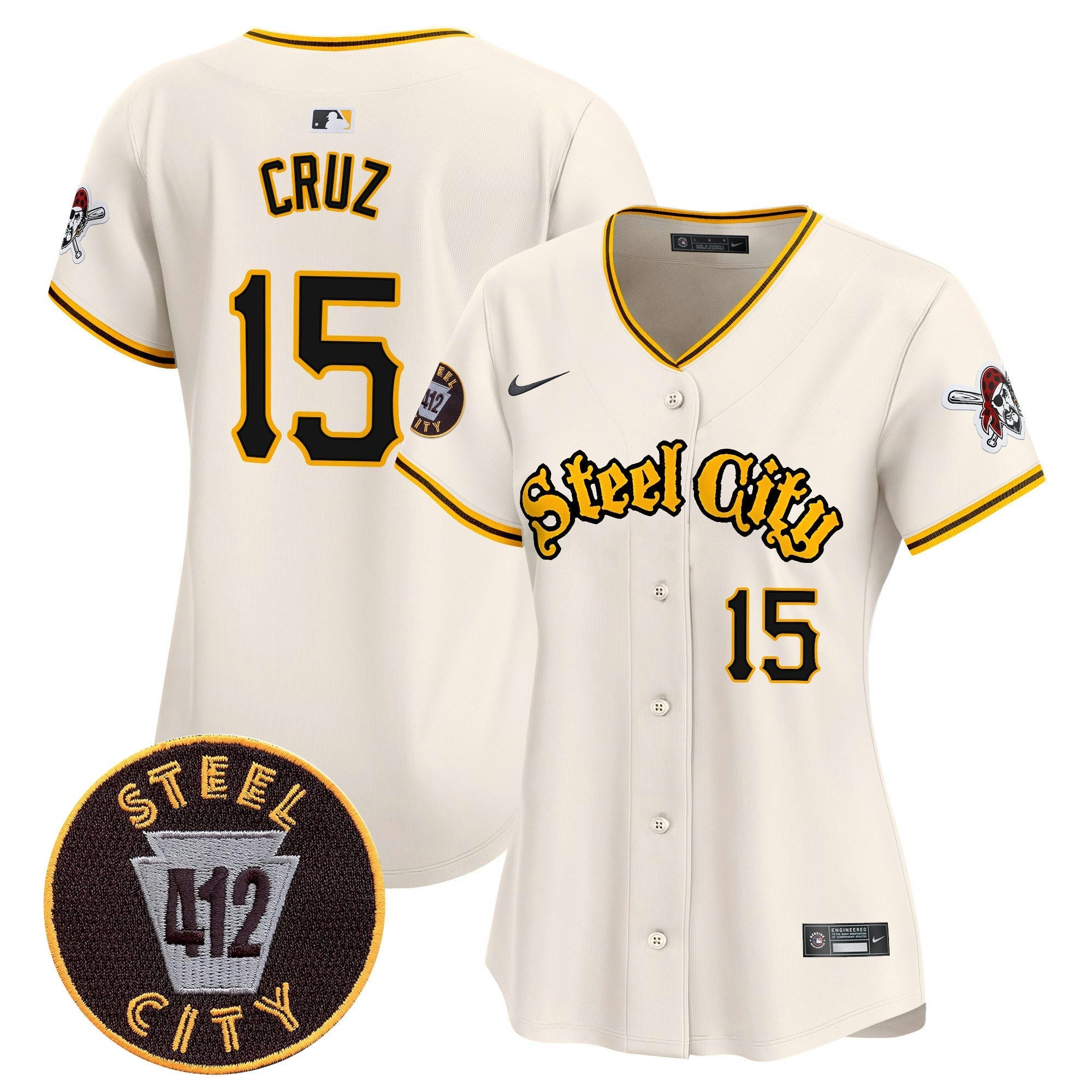 Camisa MLB Women’s Pittsburgh 412 Patch Vapor Premier Limited Jersey V5