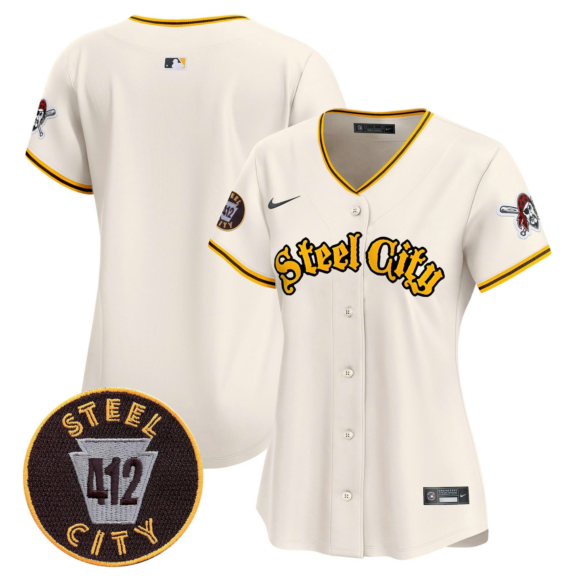 Camisa MLB Women’s Pittsburgh 412 Patch Vapor Premier Limited Jersey V5
