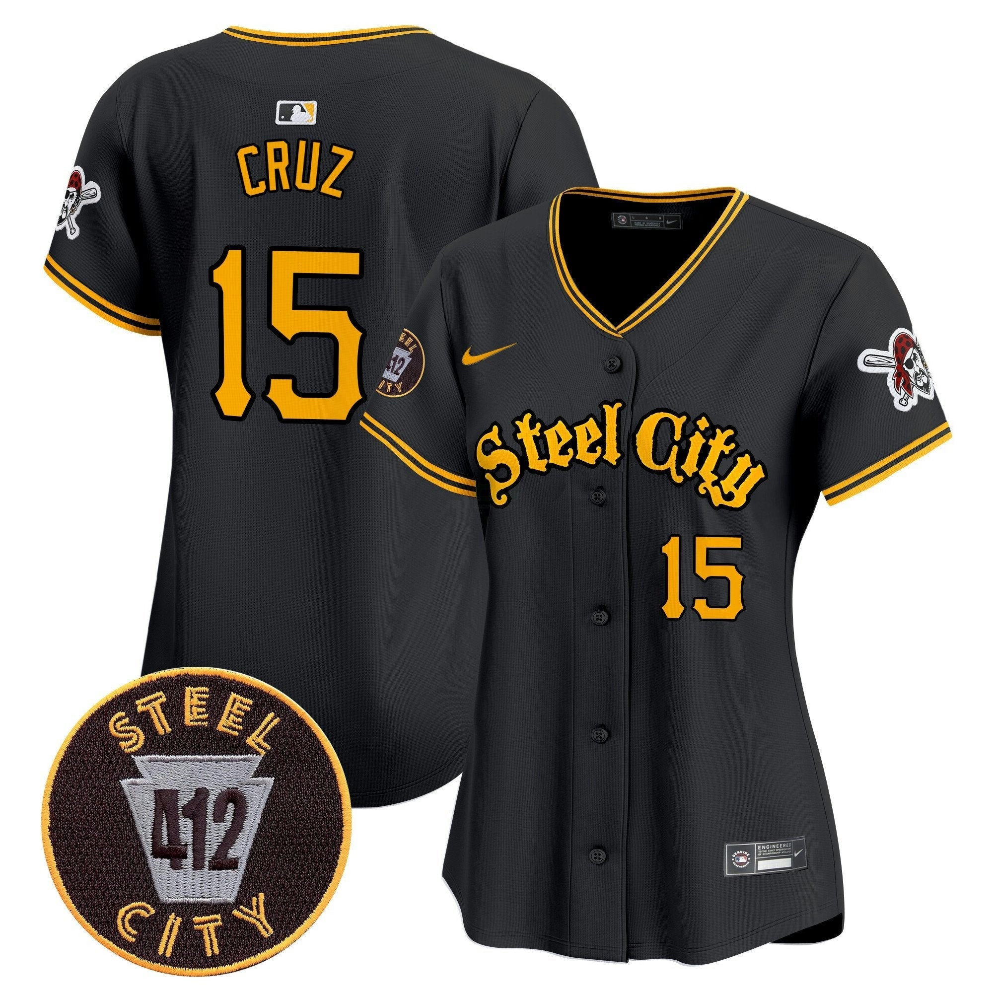 Camisa MLB Women’s Pittsburgh 412 Patch Vapor Premier Limited Jersey V5