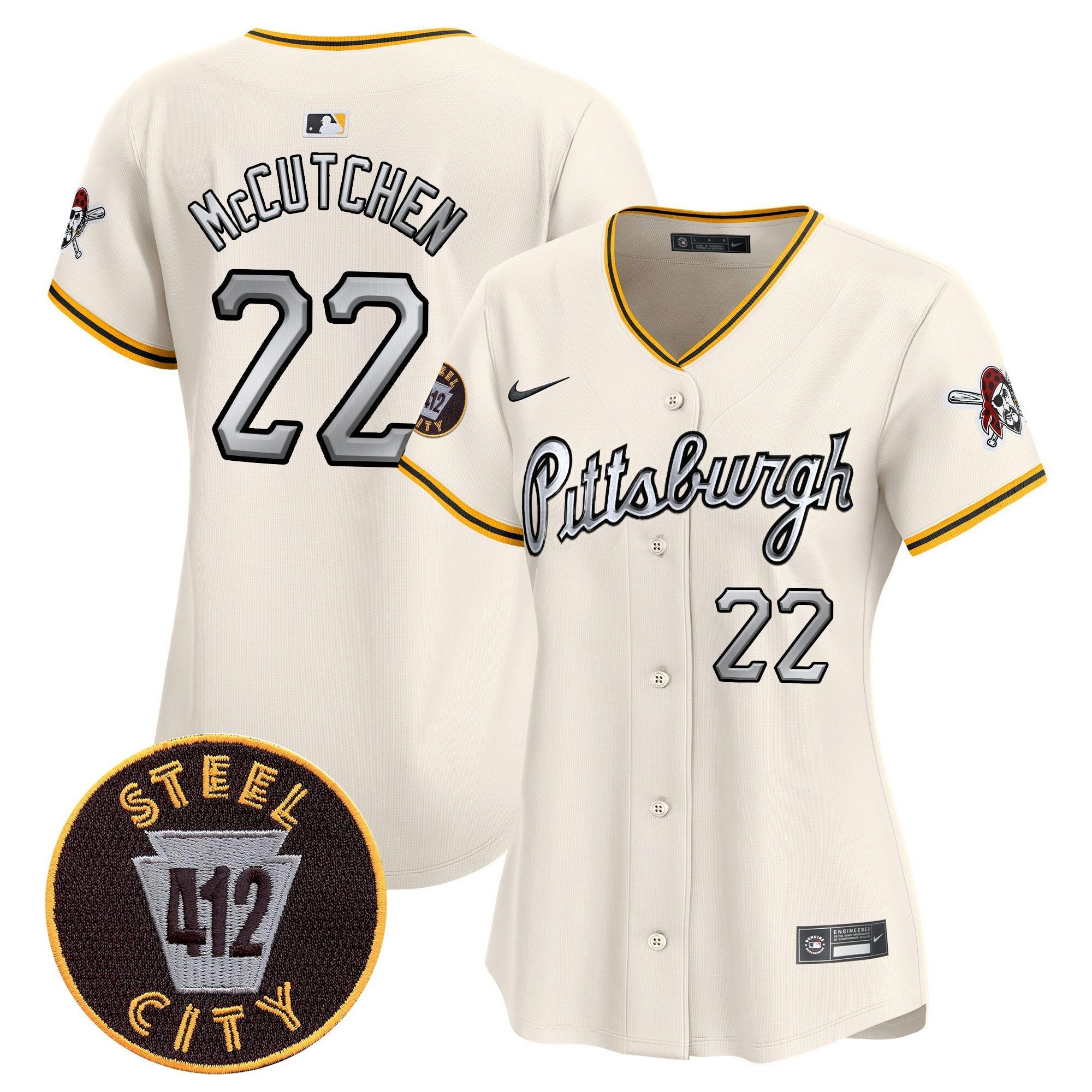 Camisa MLB Women’s Pittsburgh 412 Patch Vapor Premier Limited Jersey V7