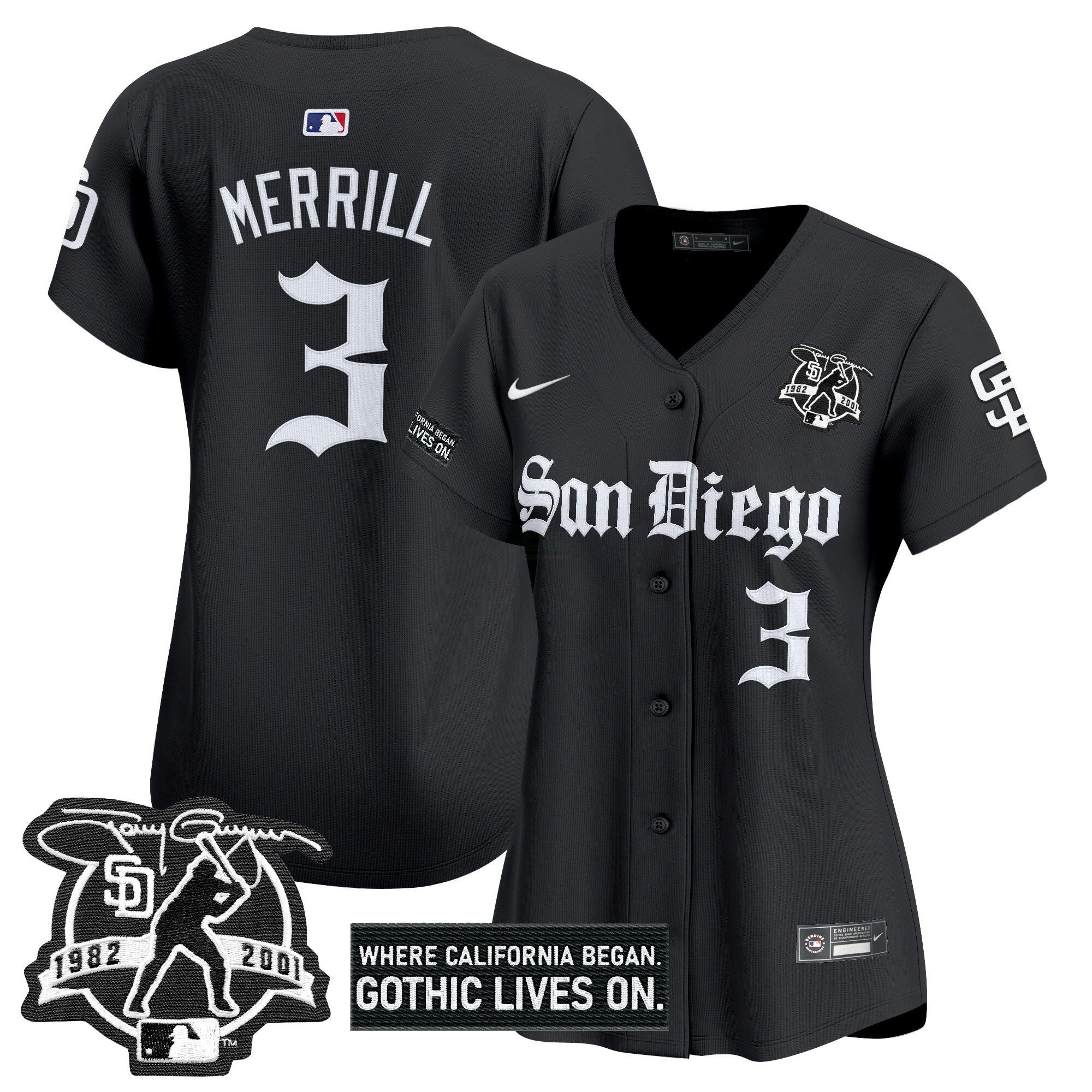 Camisa MLB Women’s San Diego ‘Gothic Edition’ Vapor Premier Limited Jersey