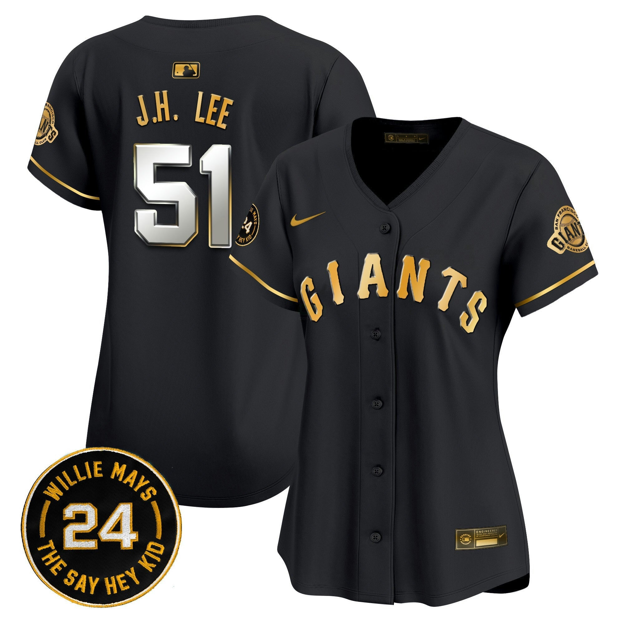 Camisa MLB Women’s San Francisco 2024 Willie Mays Patch Vapor Premier Limited Jersey